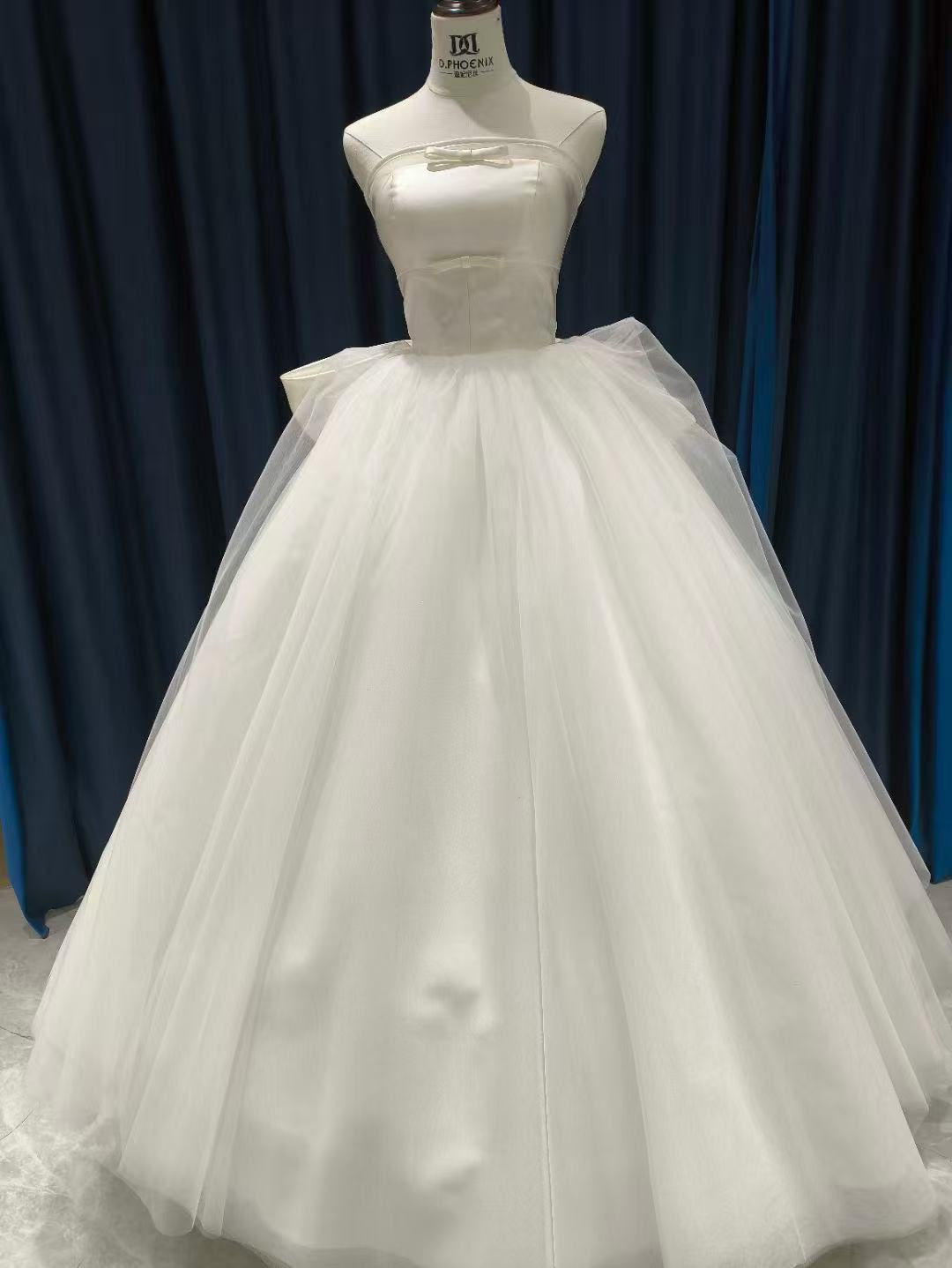ウェディングドレス ベアトップ バックリボン ロング 編み上げ エレガント 結婚式/披露宴