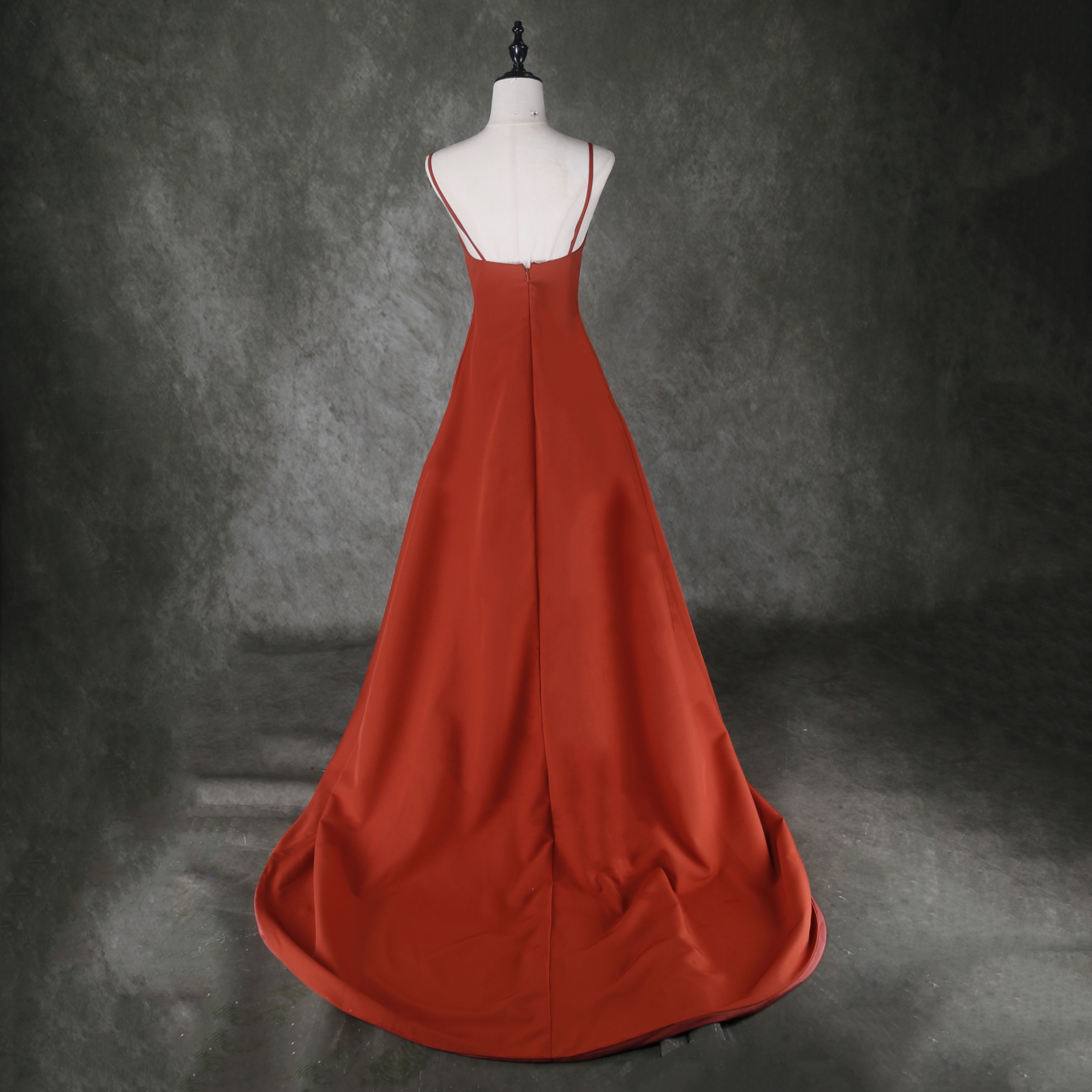 エレガント キャミソール テラコッタ色 パーティードレス スレンダーライン 二次会