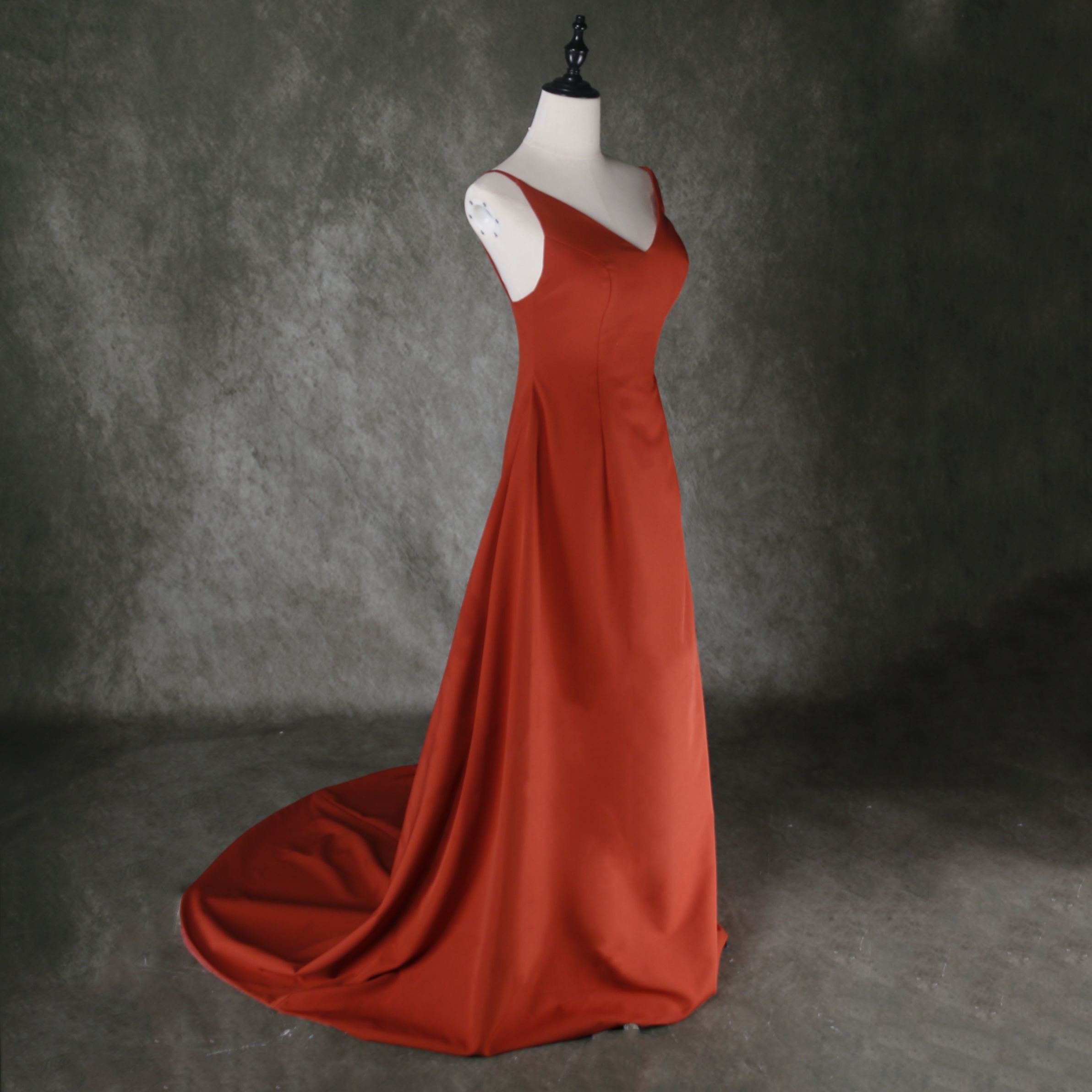 エレガント キャミソール テラコッタ色 パーティードレス スレンダーライン 二次会