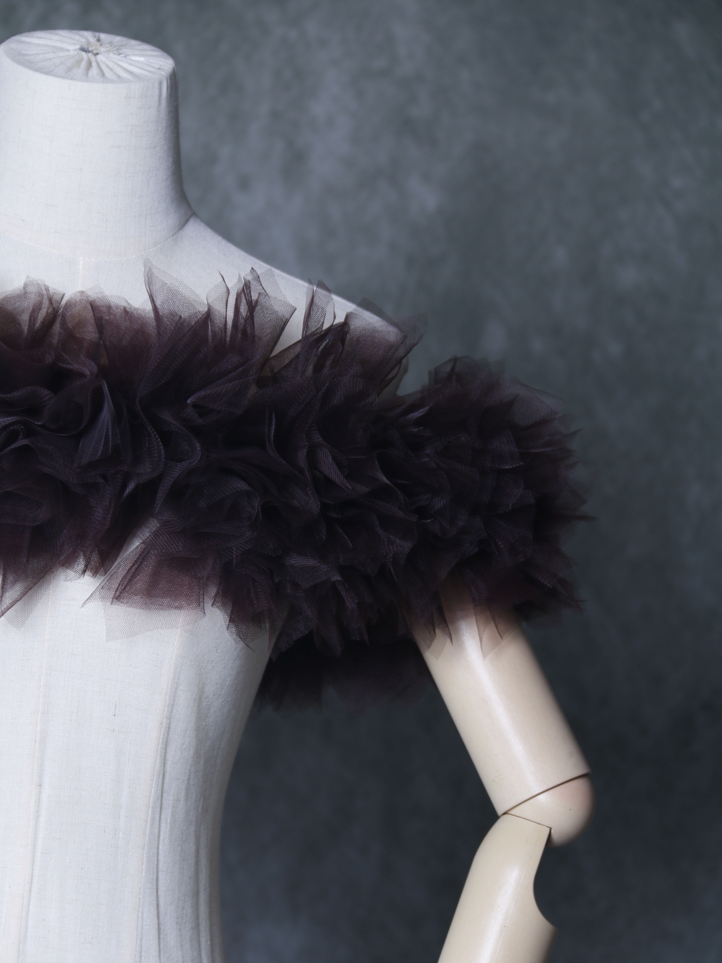 人気上昇！オフショルダー コーヒーの色 ソフトチュール 可愛い 前撮り