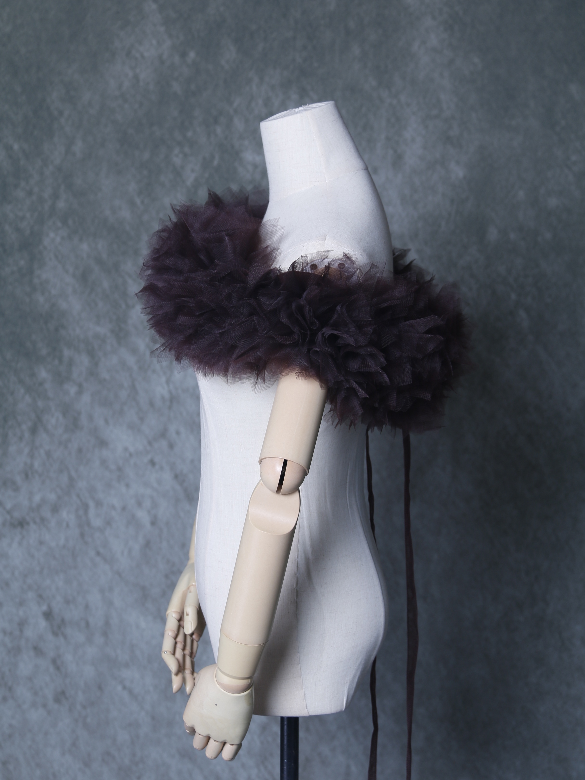 人気上昇！オフショルダー コーヒーの色 ソフトチュール 可愛い 前撮り