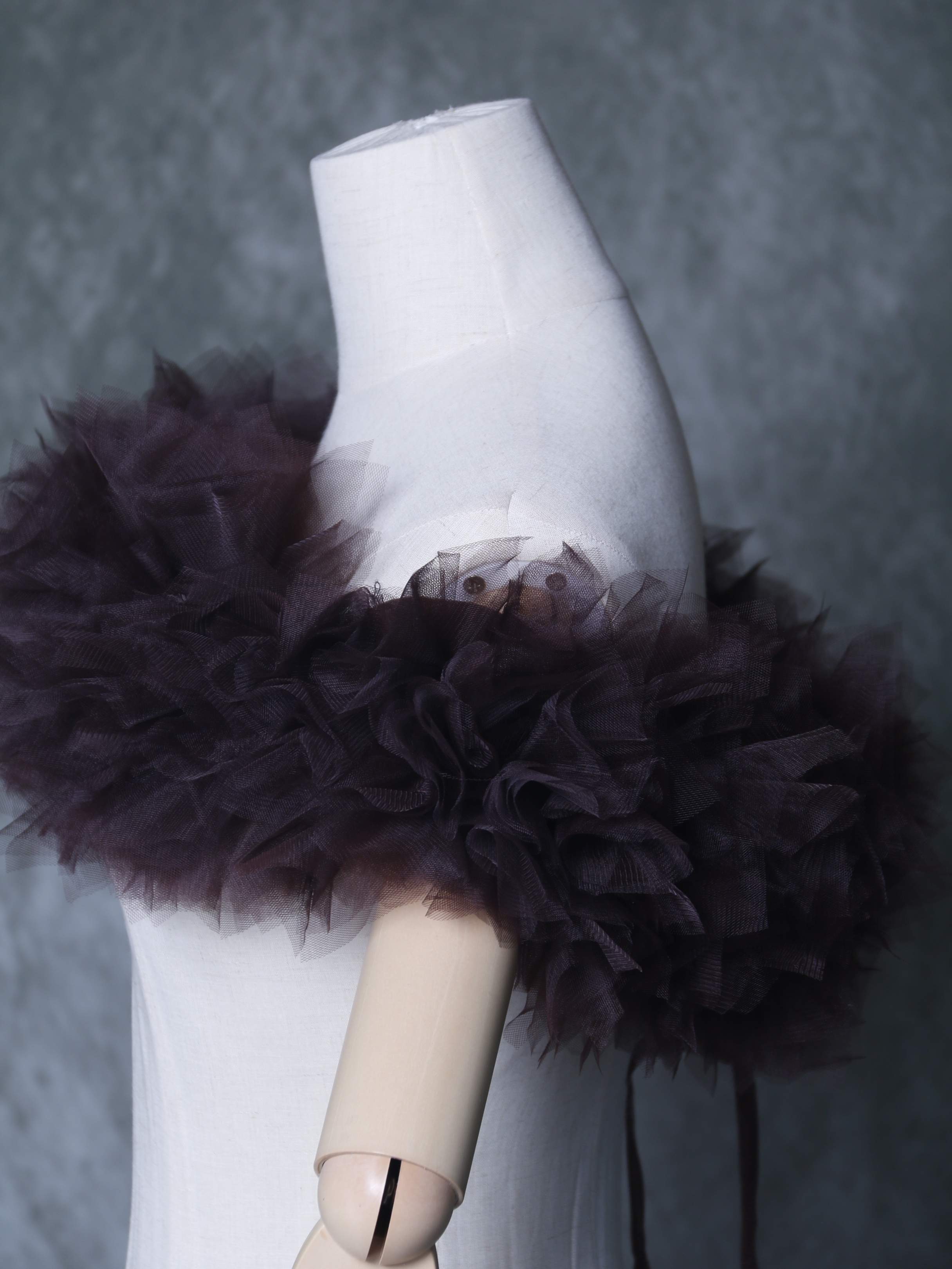 人気上昇！オフショルダー コーヒーの色 ソフトチュール 可愛い 前撮り