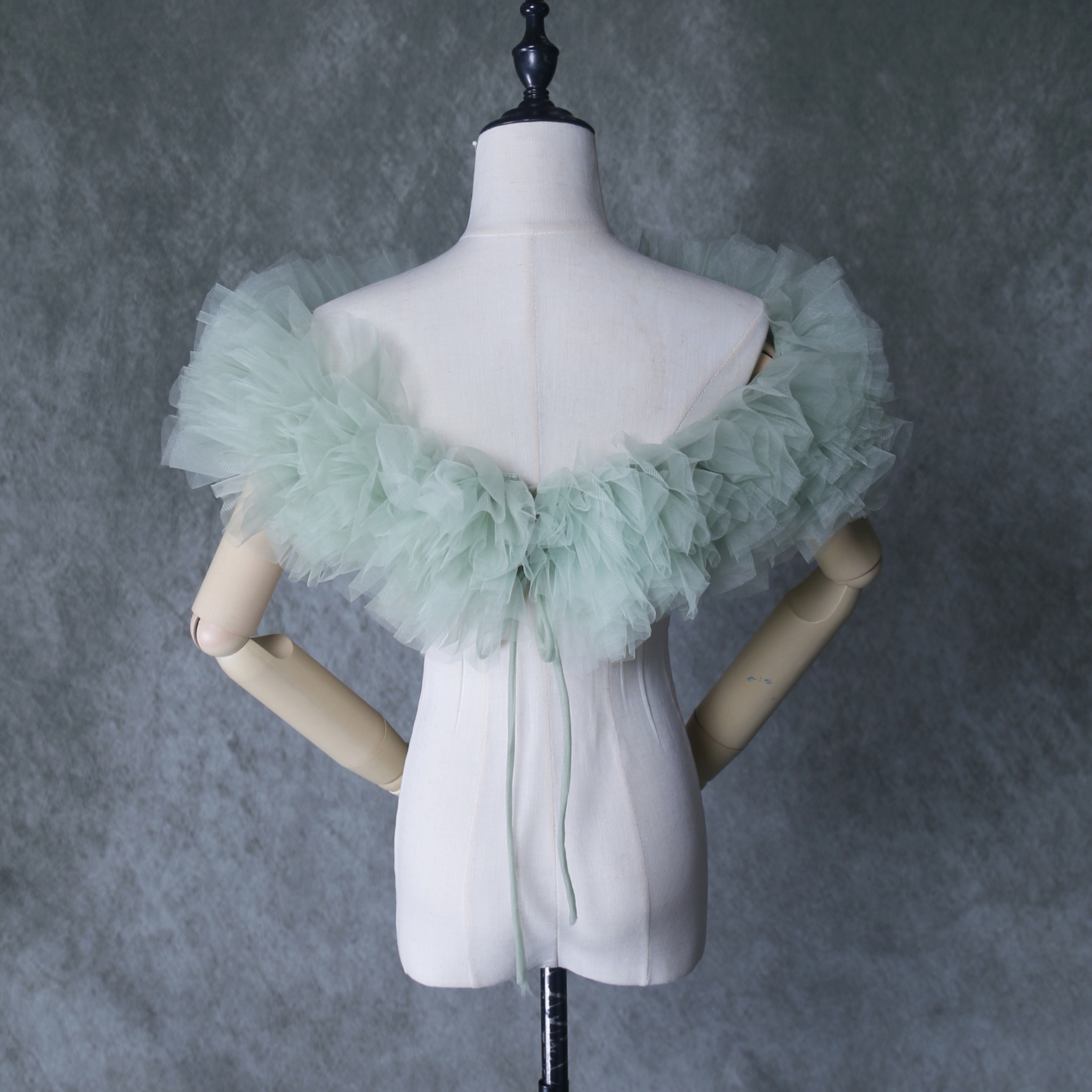 取り外しオフショルダー エレガント グリーン 肩出し 色直し ビスチェ 花嫁/ウェディングドレス