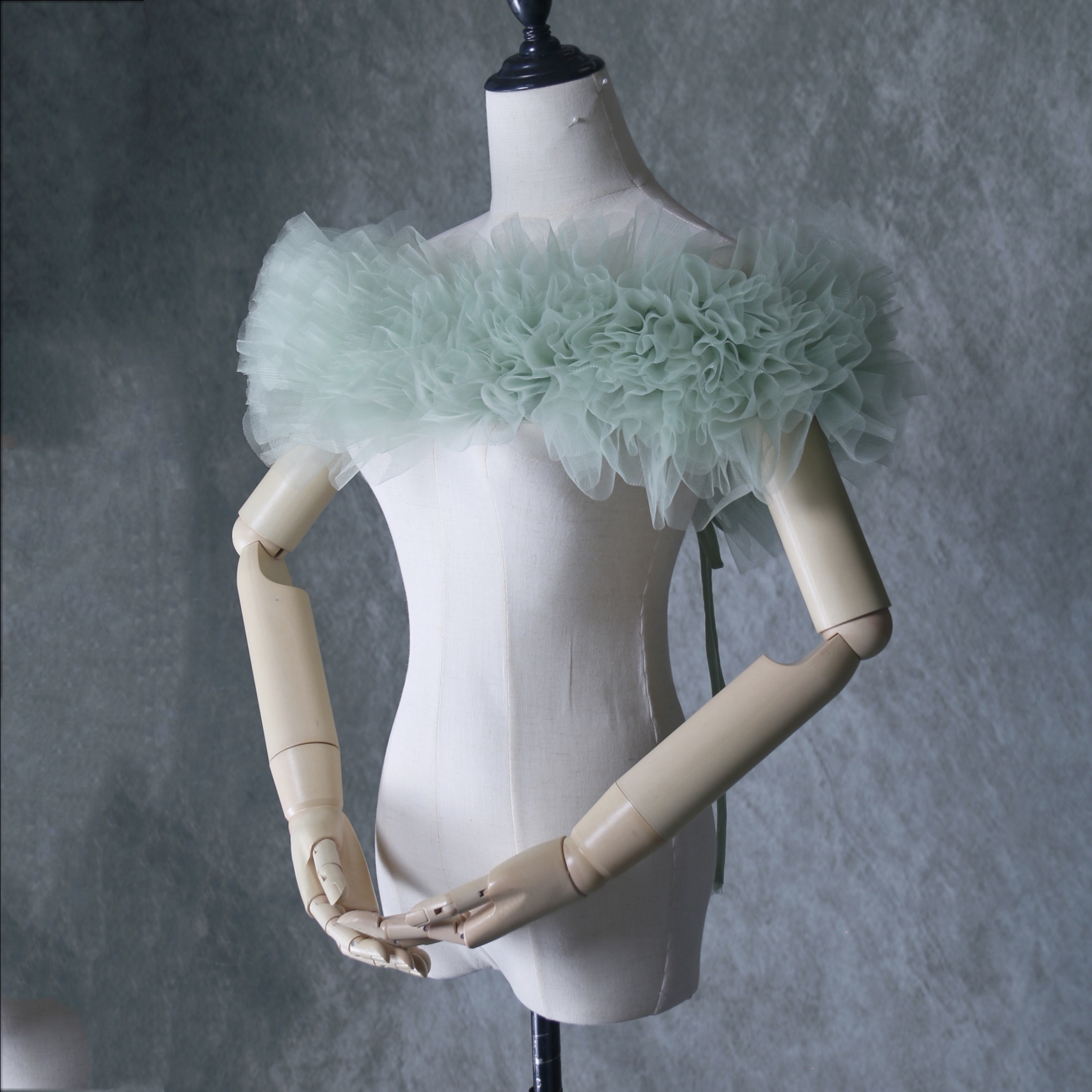 取り外しオフショルダー エレガント グリーン 肩出し 色直し ビスチェ 花嫁/ウェディングドレス