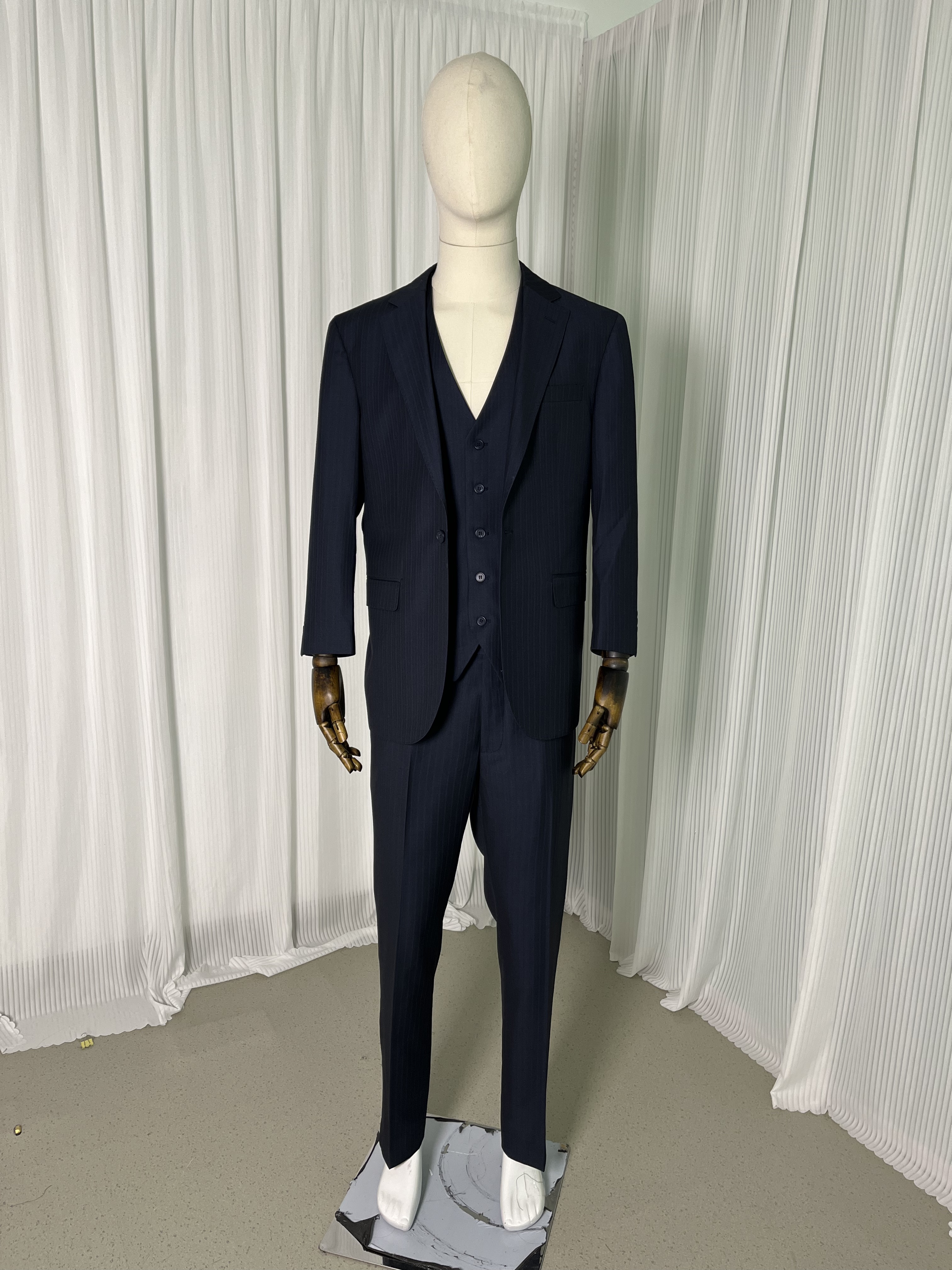 高品質！ネイビー スーツ ジャケット、ベスト、パンツの3点セット オーダーメイド可能 色直し 結婚式