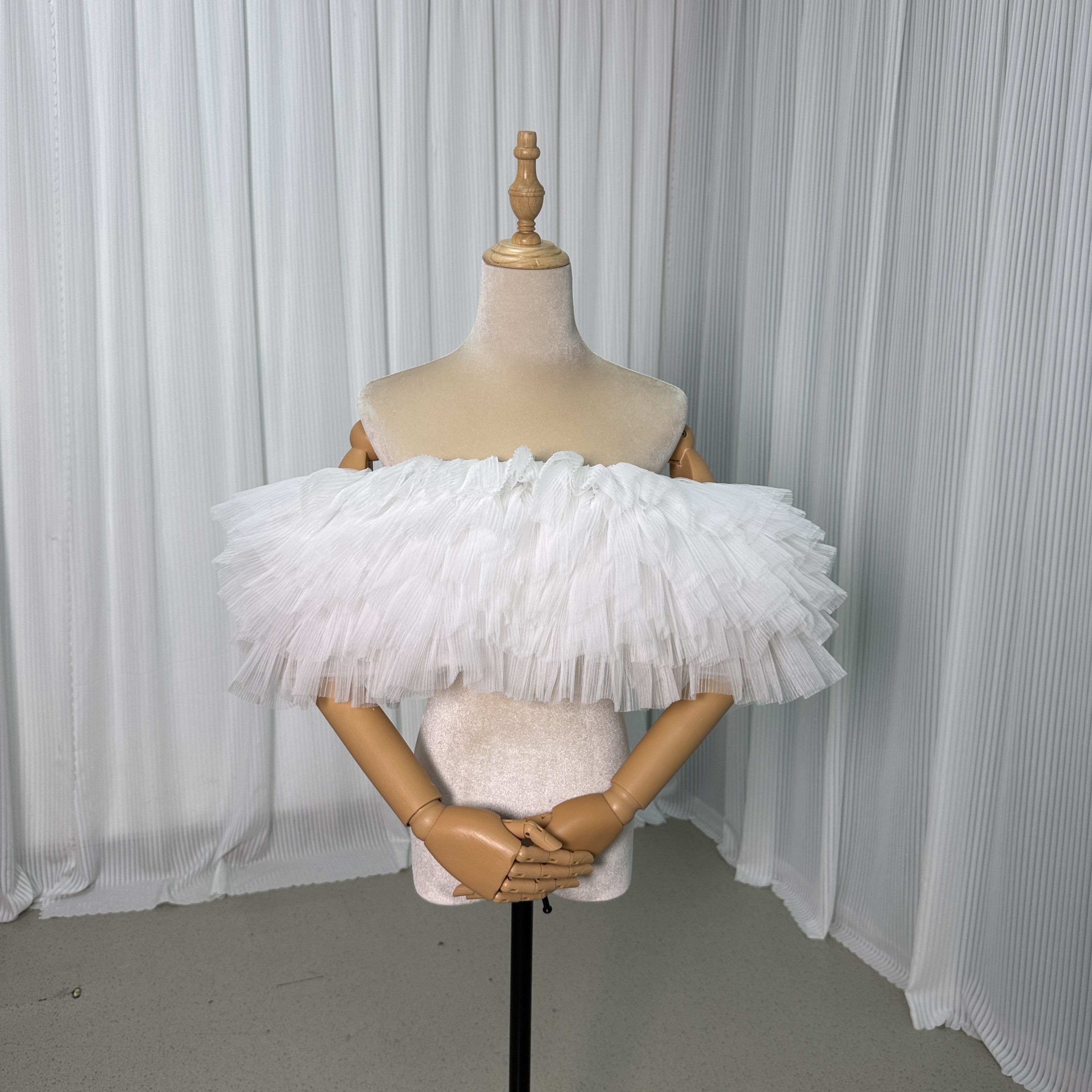 取り外しオフショルダー スリット オフホワイト ストレッチ 花嫁/ウェディングドレス