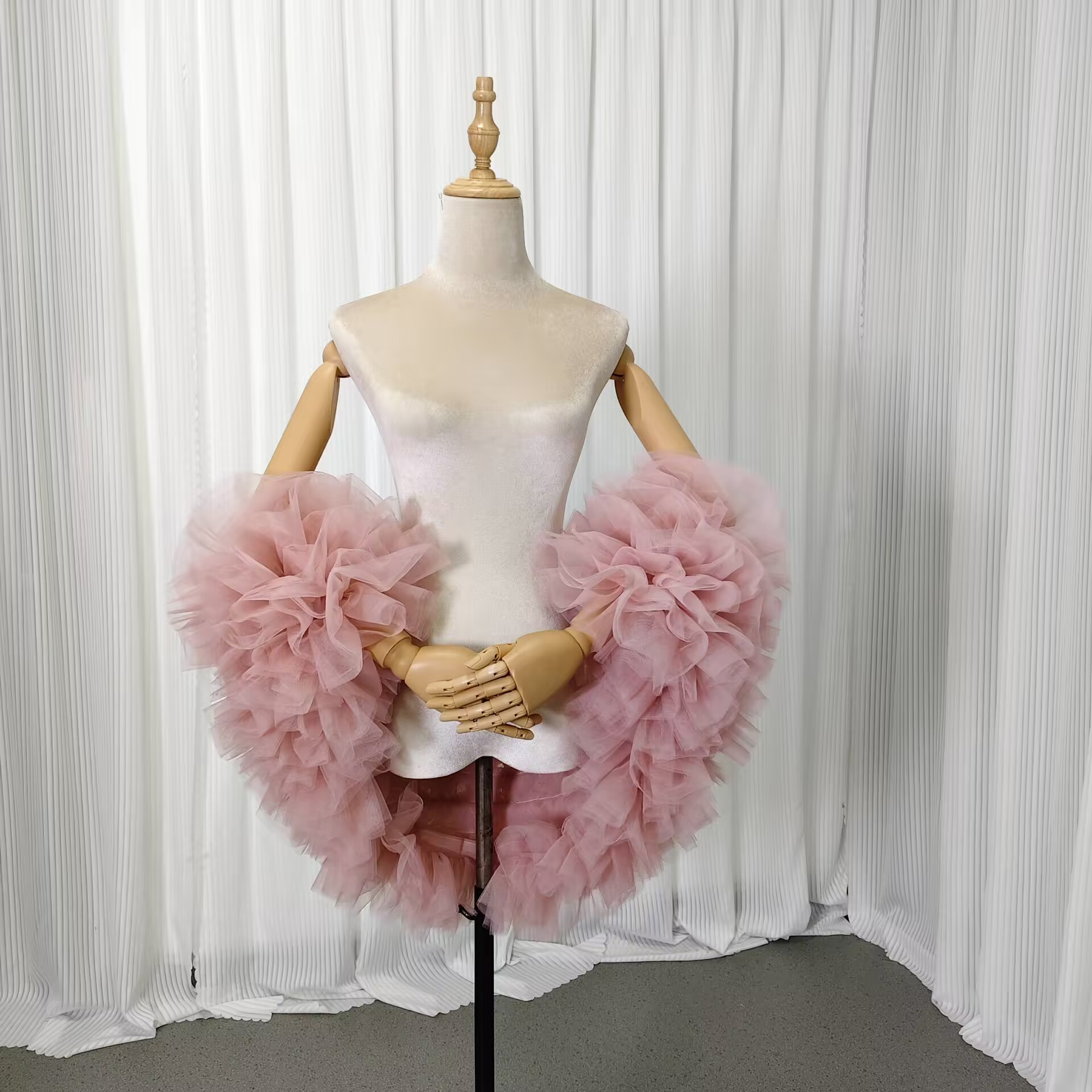 ポンチョのみ ソフトチュール ラッフルフリル ピンク 抜群におしゃれ度が際立つ オーダーメイド お色直し