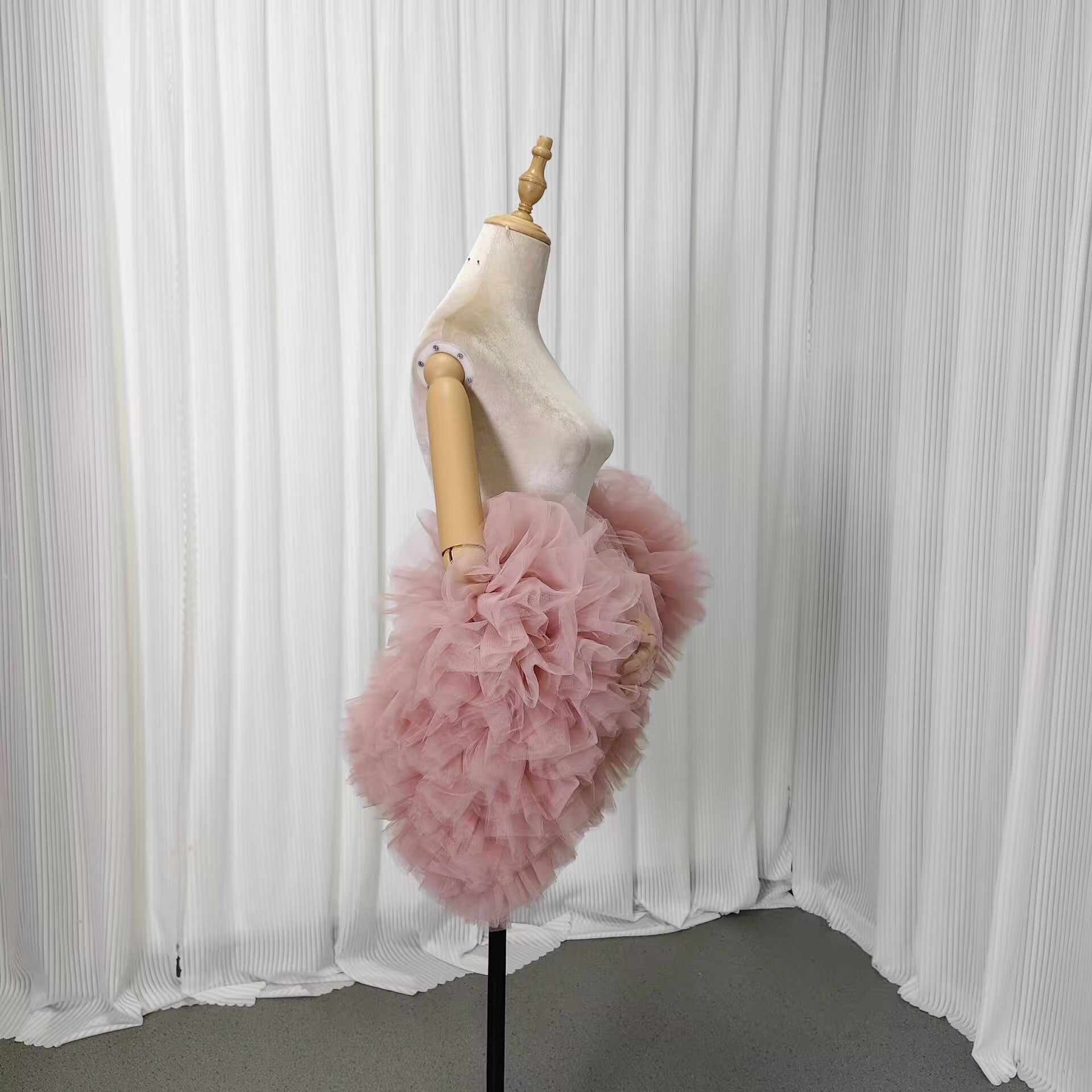 ポンチョのみ ソフトチュール ラッフルフリル ピンク 抜群におしゃれ度が際立つ オーダーメイド お色直し