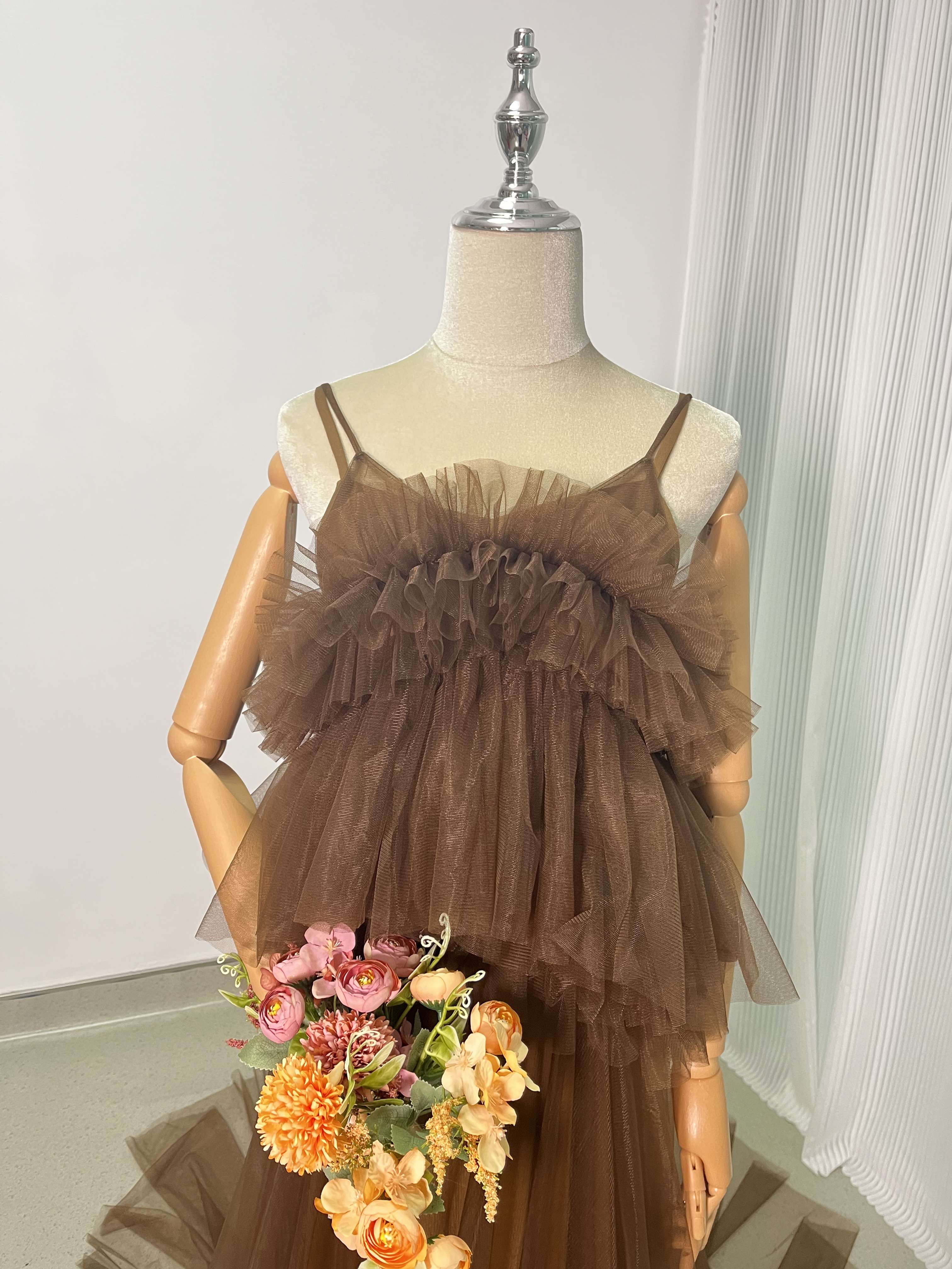 2ways パーティードレス コーヒーの色 キャミソール デザイン感 前撮り 妊婦 2次会