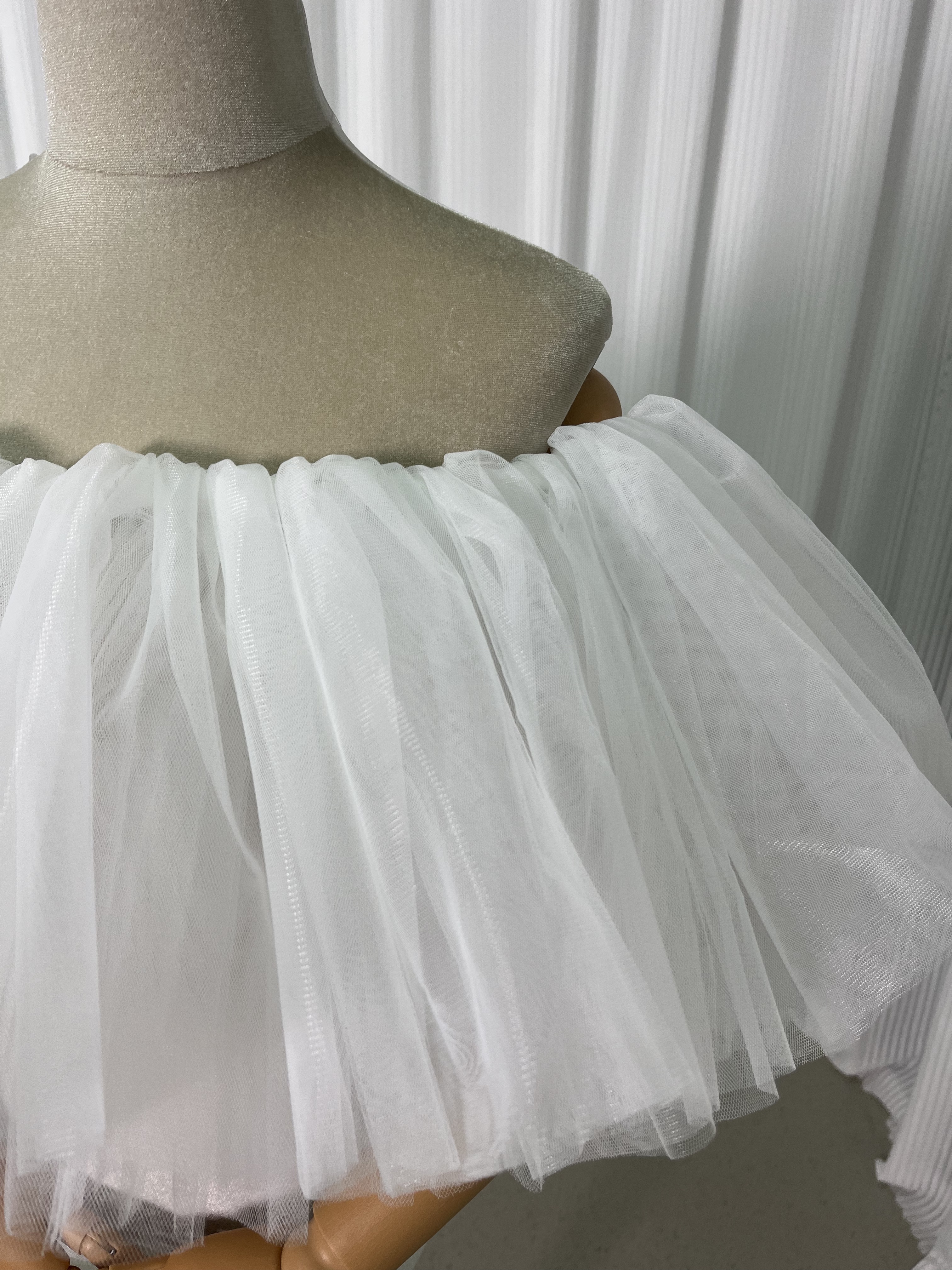 取り外しオフショルダー オフホワイト ストレッチ 花嫁/ウェディングドレス 可愛い