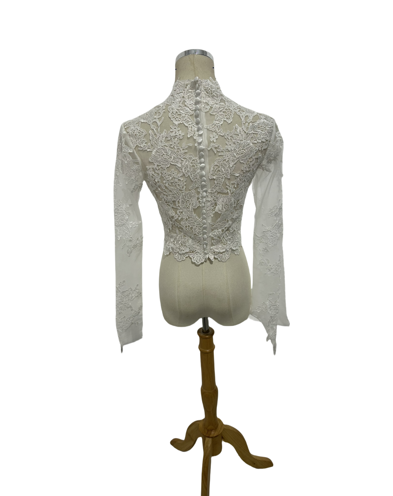  ボレロ 長袖 ハイネック 可憐な花刺繍のトップス ウエディングドレス