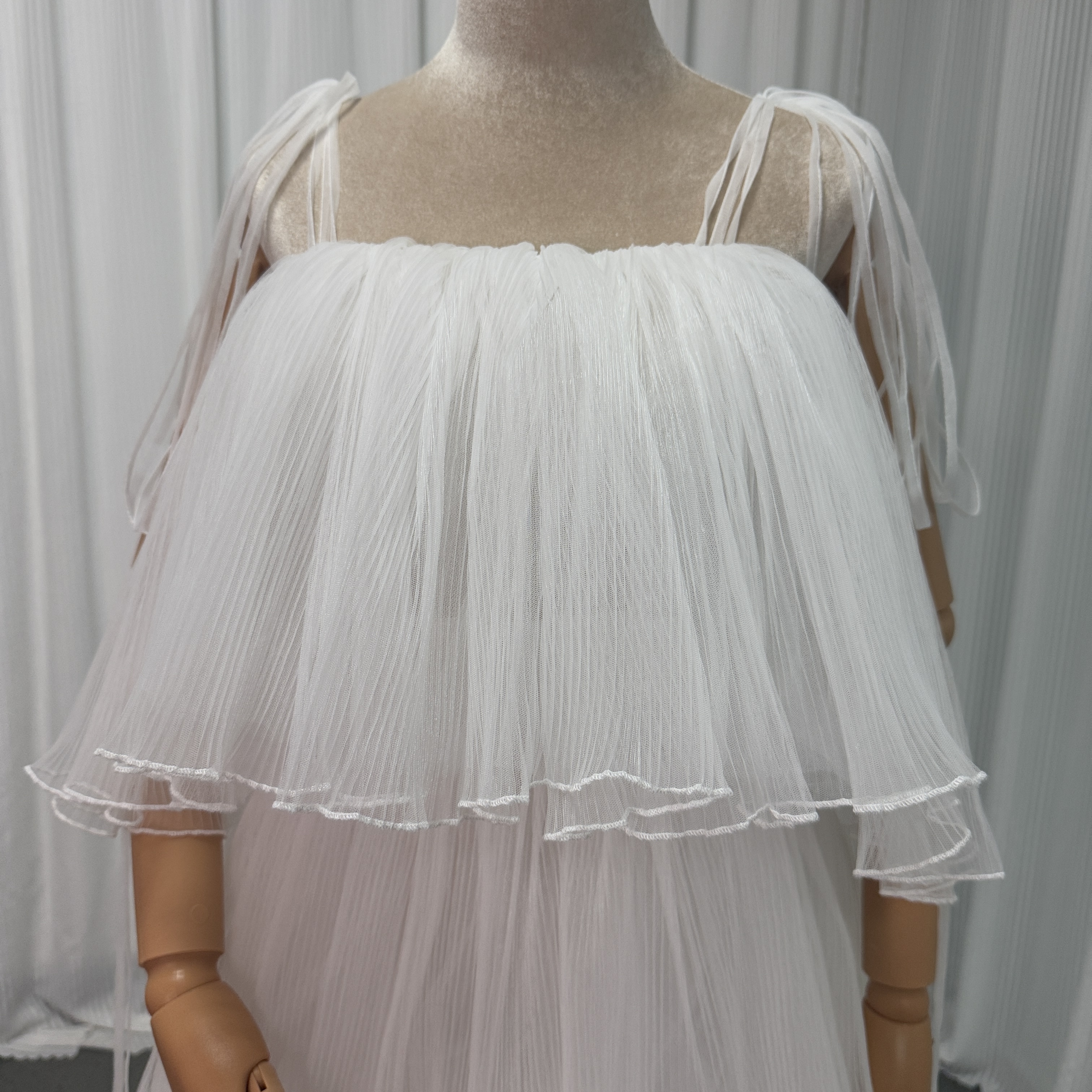 ウエディングドレス オーバードレス キャミソール プリーツスカート ふわふわ オフホワイト 色直し