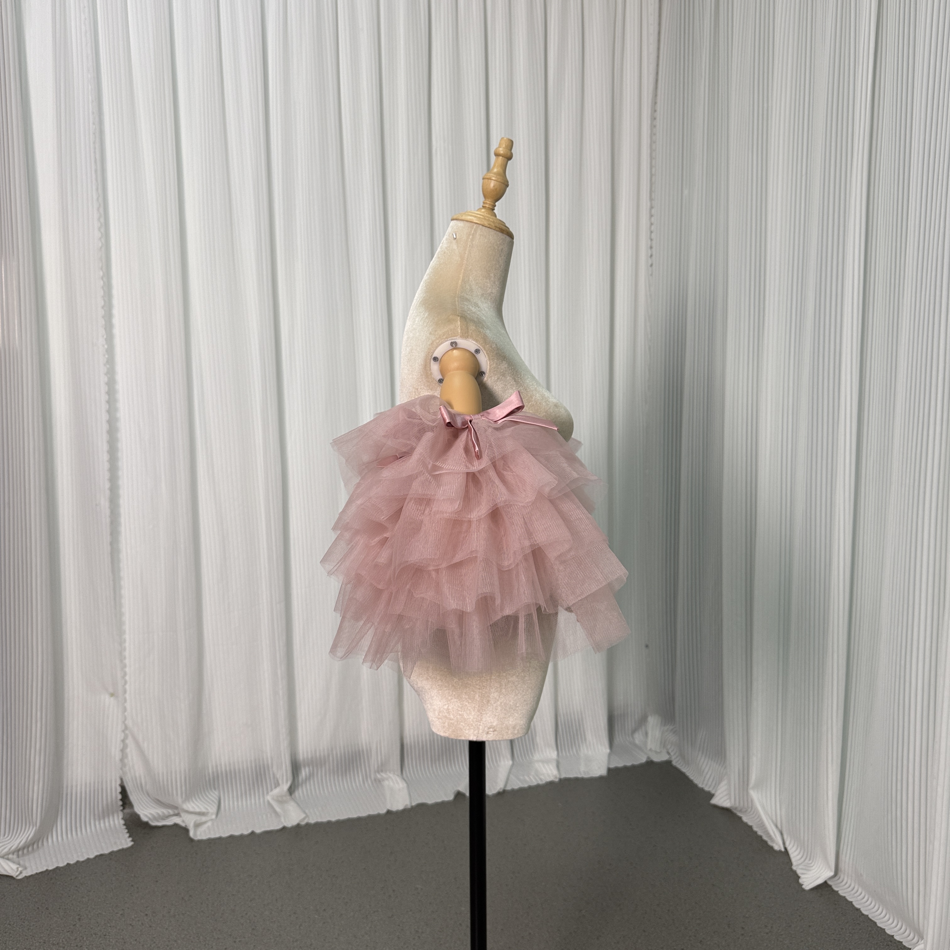 取り外し可能な付け袖 薄ピンク フレア袖 リボン ストレッチ 姫袖 パフスリーブ ソフトチュール 花嫁