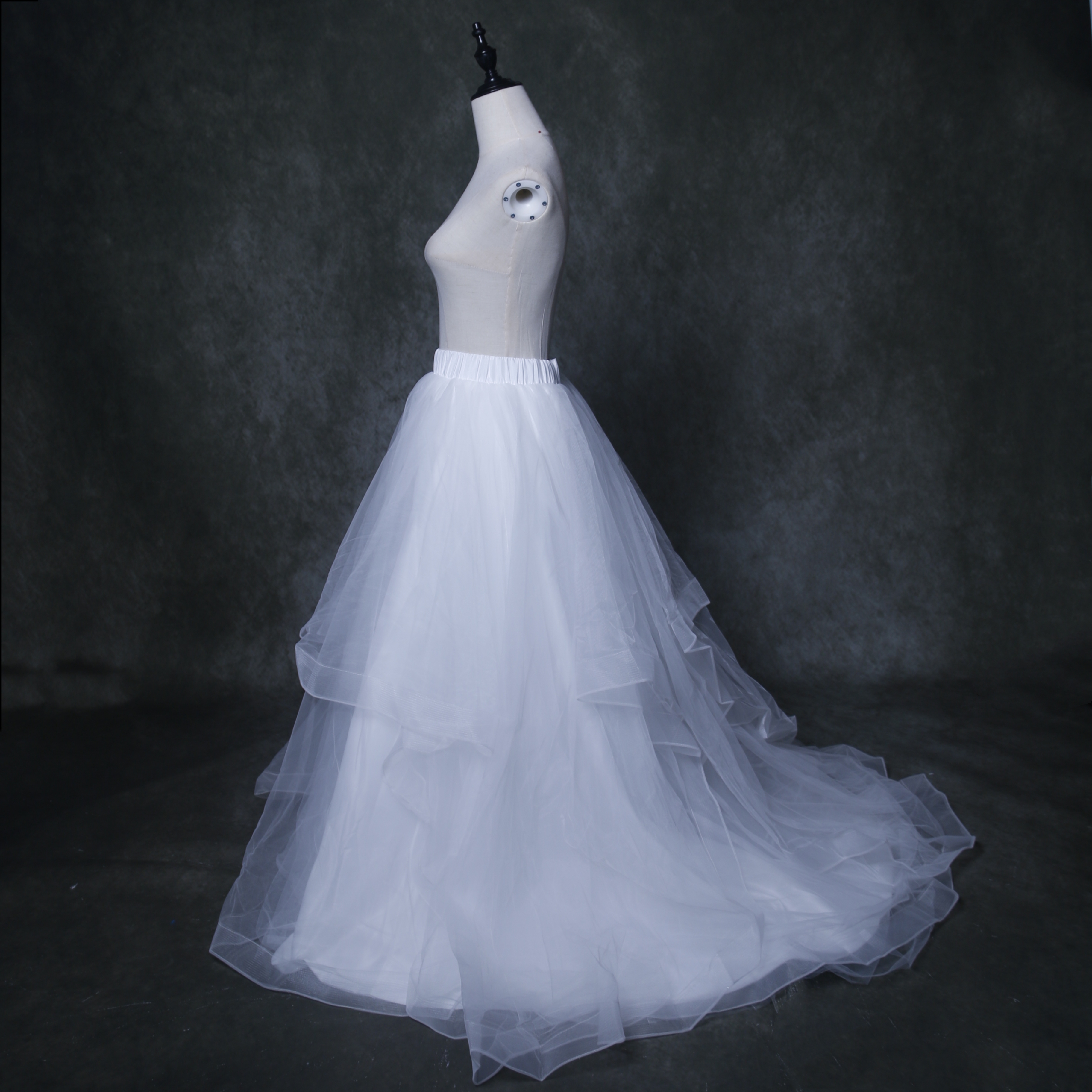 オーバースカート デザイン感 オフホワイト アシメスカート ストレッチ ファスナー ウェディングドレス