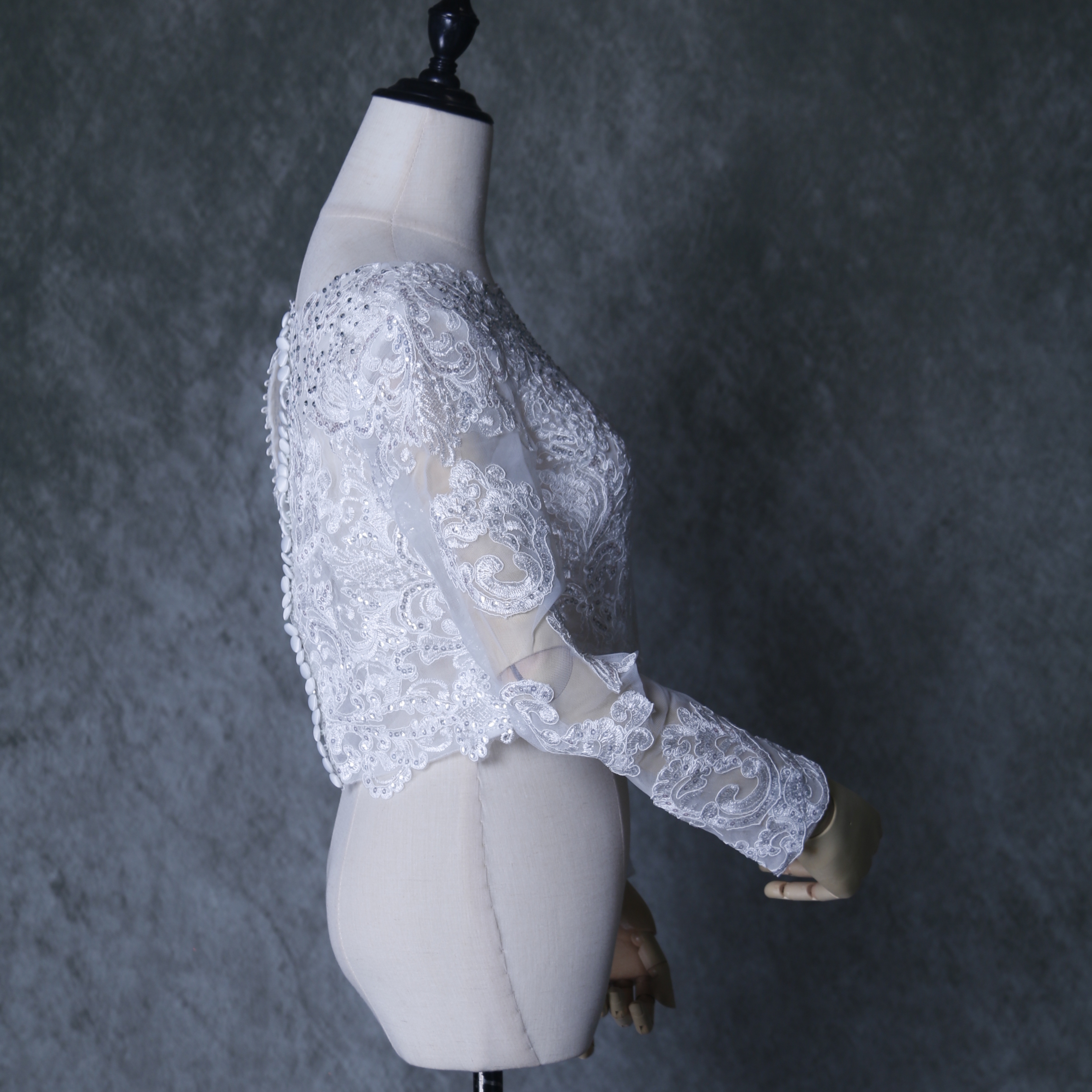 フランス風 ウエディングドレス ボレロ トップス　繊細レース 花嫁/ブライズメイド/結婚式/披露宴