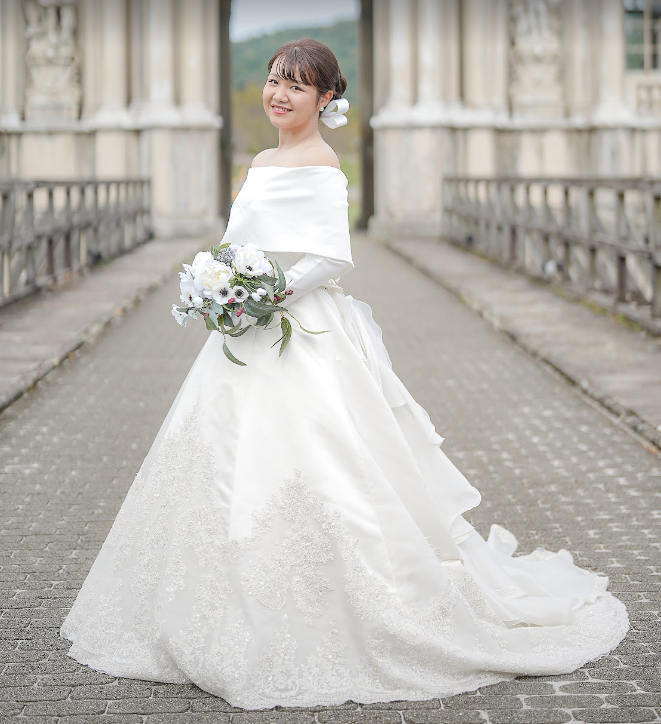実例写真！オフショルダー トップス ロングスリーブ ファスナー エレガント 花嫁/ウェディングドレス