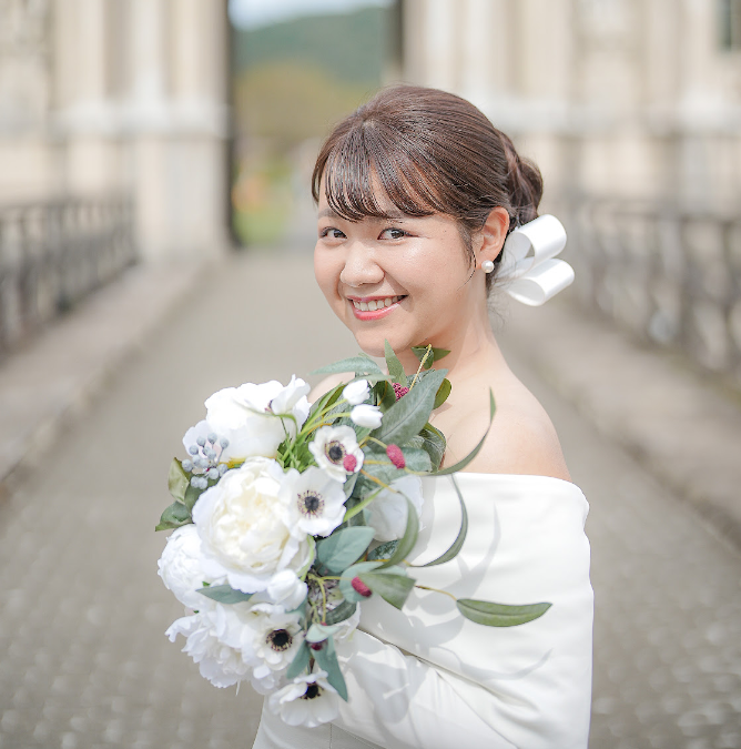 実例写真！オフショルダー トップス ロングスリーブ ファスナー エレガント 花嫁/ウェディングドレス