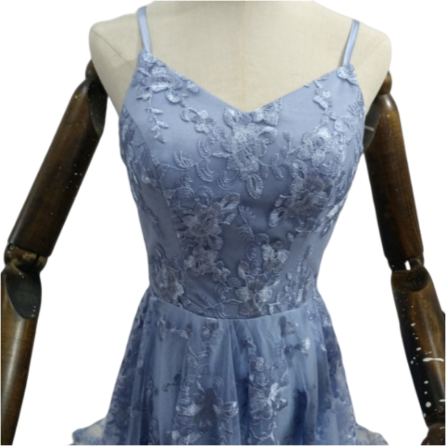 キャミソール ブルー カラードレス 背中見せ 贅沢な小花総レース 華やかなトレーン 前撮り