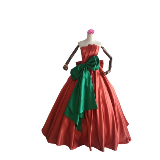 マーメイドライン サテン ボートネック パープル 背中見せ 繊細レース  