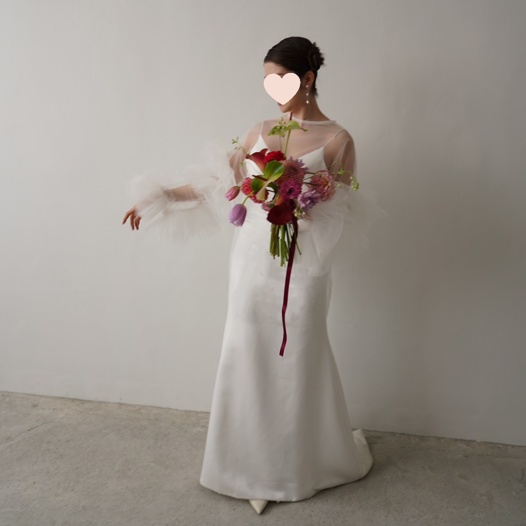 トップス ソフトチュール ラッフルフリル 前撮り 妊婦 可愛い 色直し 花嫁/ウェディングドレス