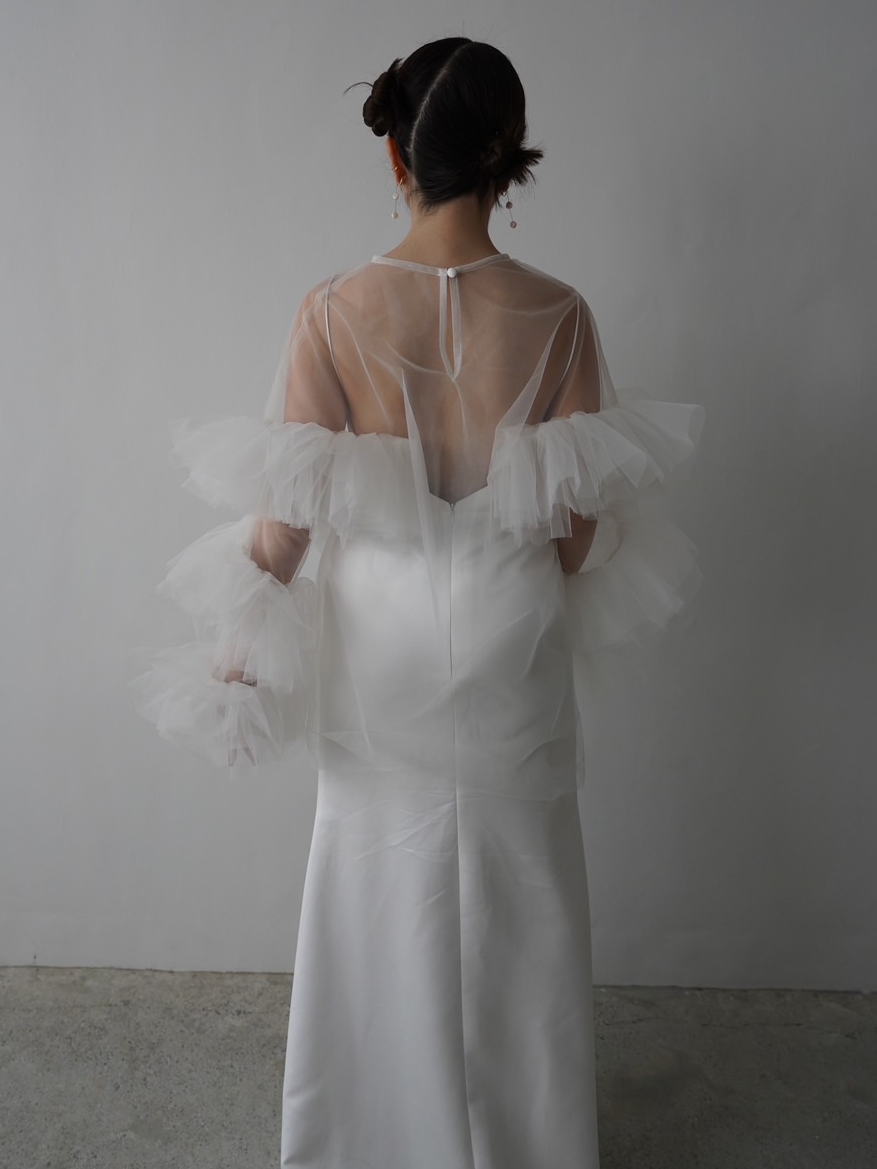 トップス ソフトチュール ラッフルフリル 前撮り 妊婦 可愛い 色直し 花嫁/ウェディングドレス