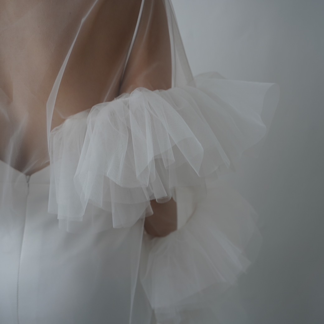 トップス ソフトチュール ラッフルフリル 前撮り 妊婦 可愛い 色直し 花嫁/ウェディングドレス