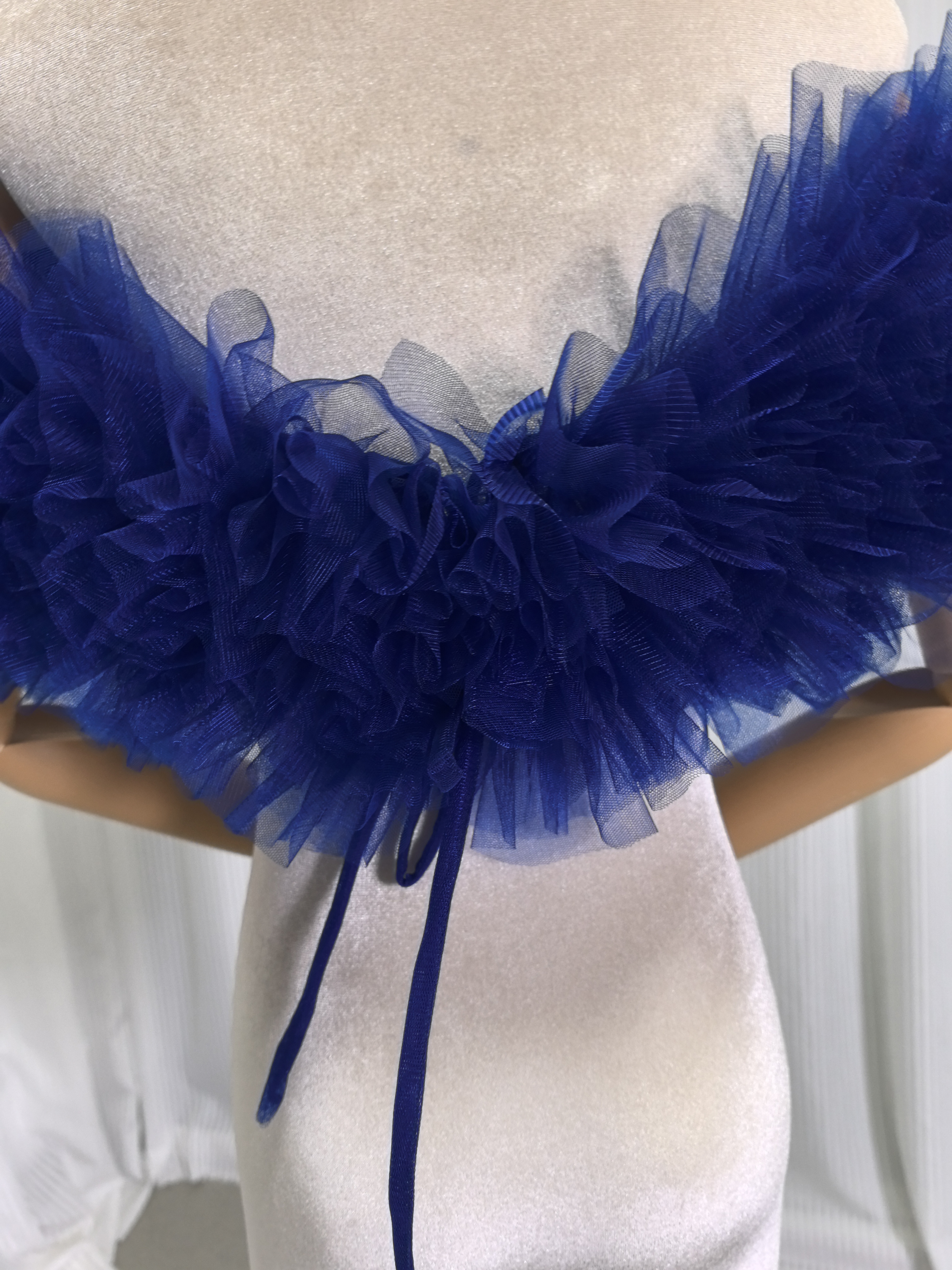 取り外しオフショルダー ネイビー ソフトチュール 編み上げ お色直し