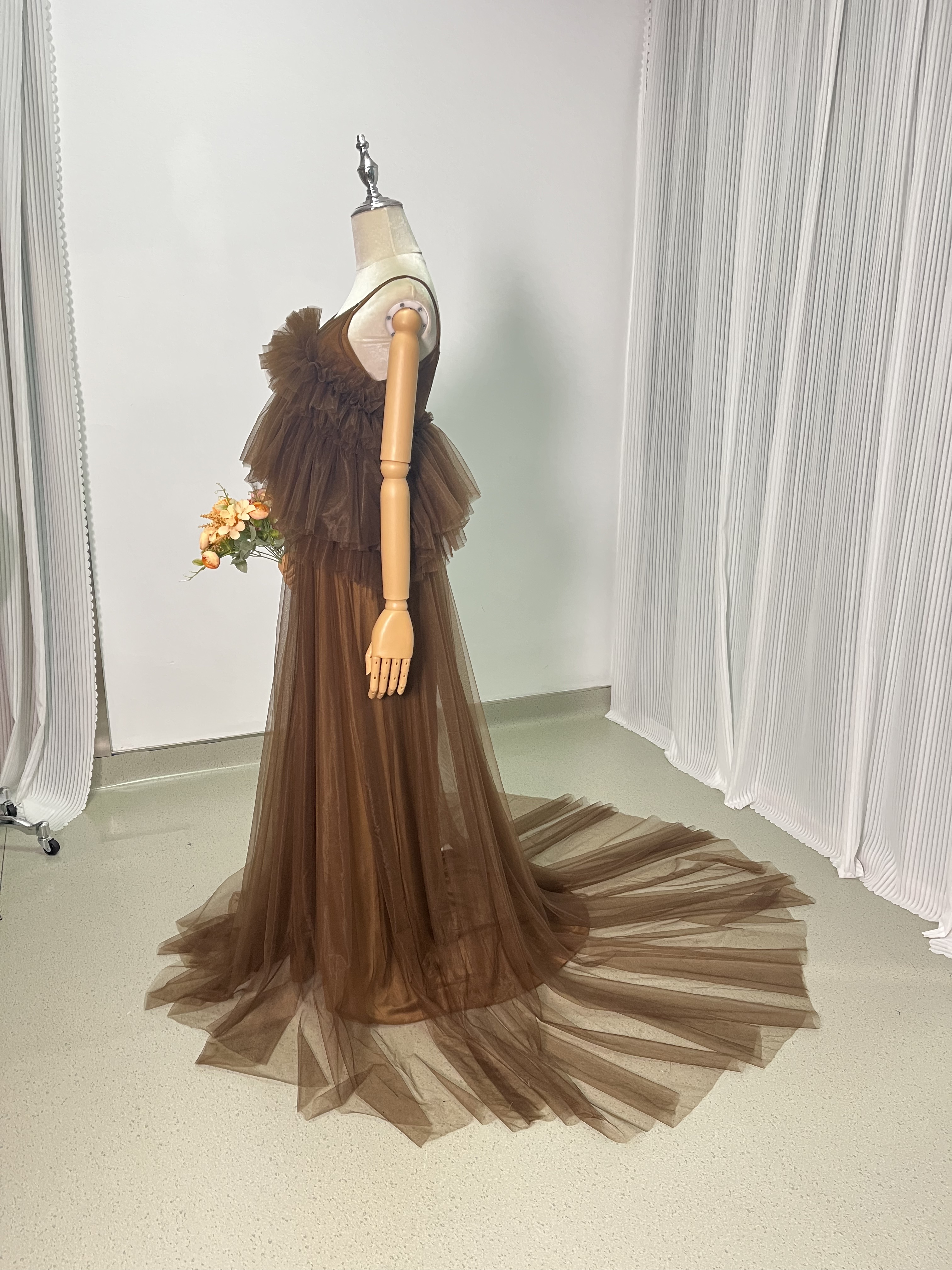 2ways パーティードレス コーヒーの色 キャミソール デザイン感 前撮り 妊婦 2次会