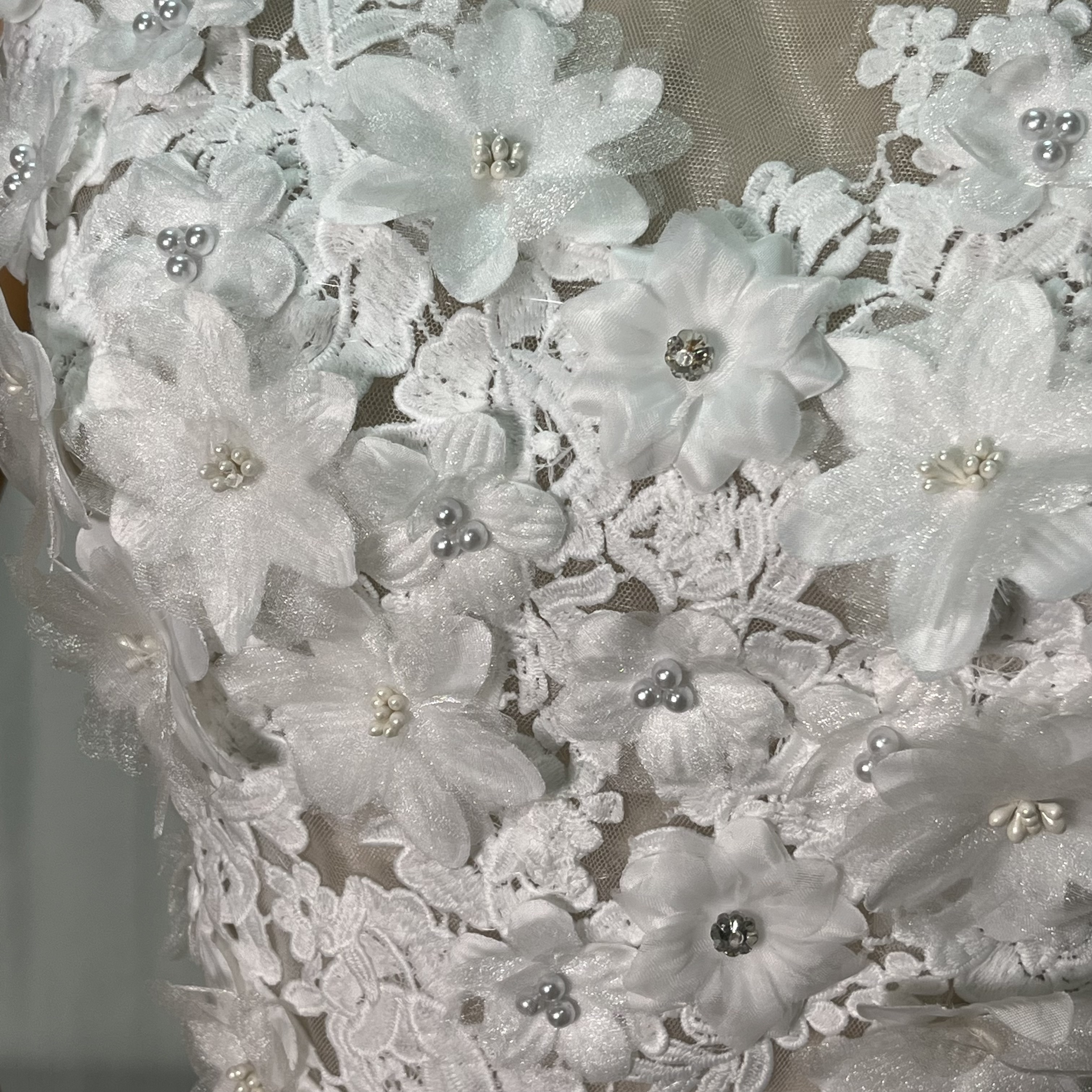 ボレロ 花モチーフ くるみボタン 3D立体レース刺繍 結婚式 可愛い 花嫁