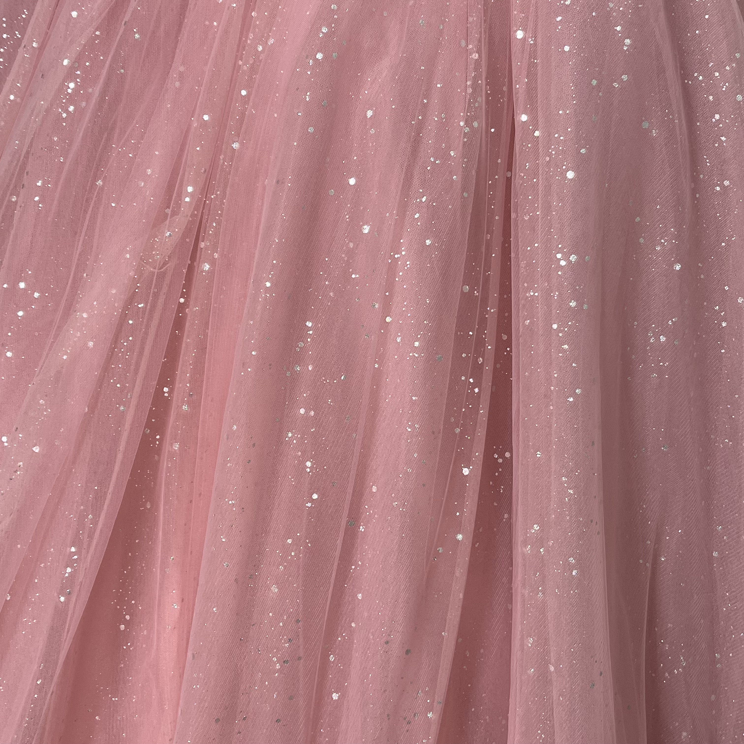 上品！カラードレス ピンク パフスリーブ キラキラグリッターチュール 編み上げ チュールドレス 花嫁
