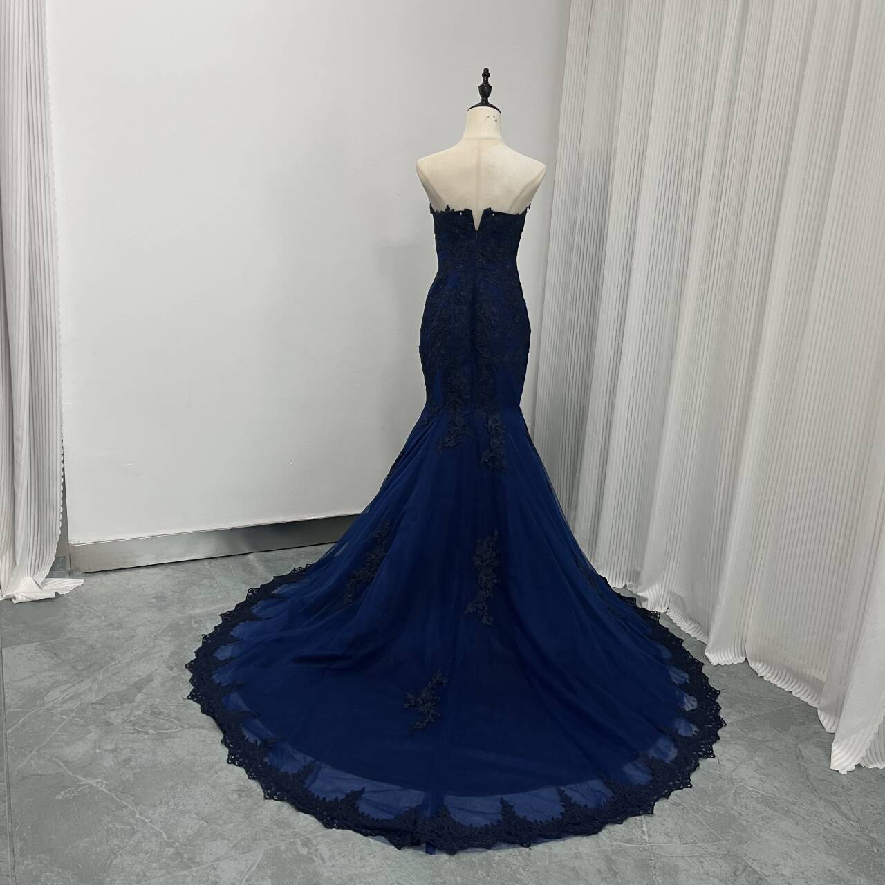 DEA. 青 マーメイドラインドレス カラードレス ブルー 花紺 マーメイドラインドレス ロングドレス