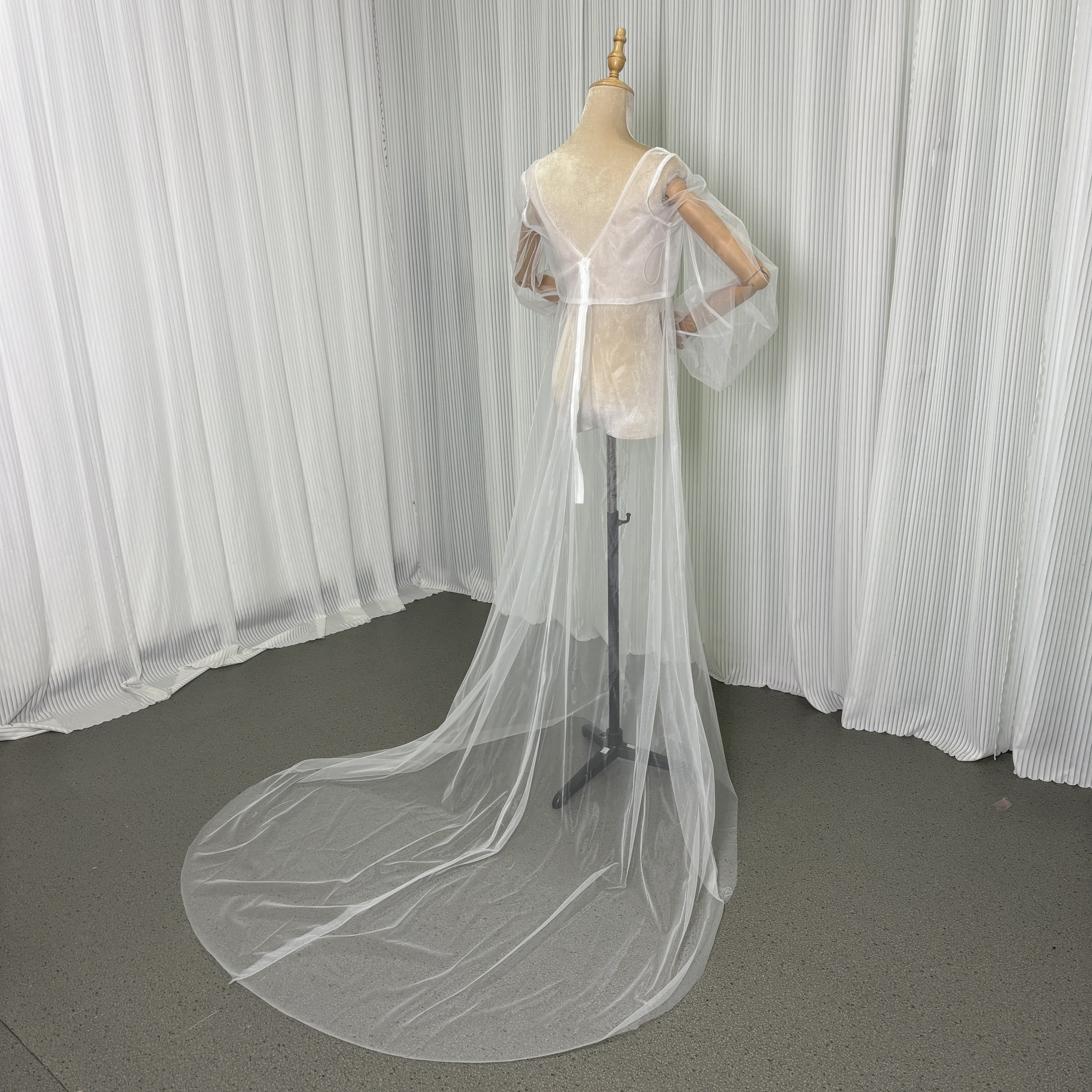 オーバードレス Vネック ロングスリーブ ファスナー オートクチュール 前撮り 結婚式 マタニティドレス