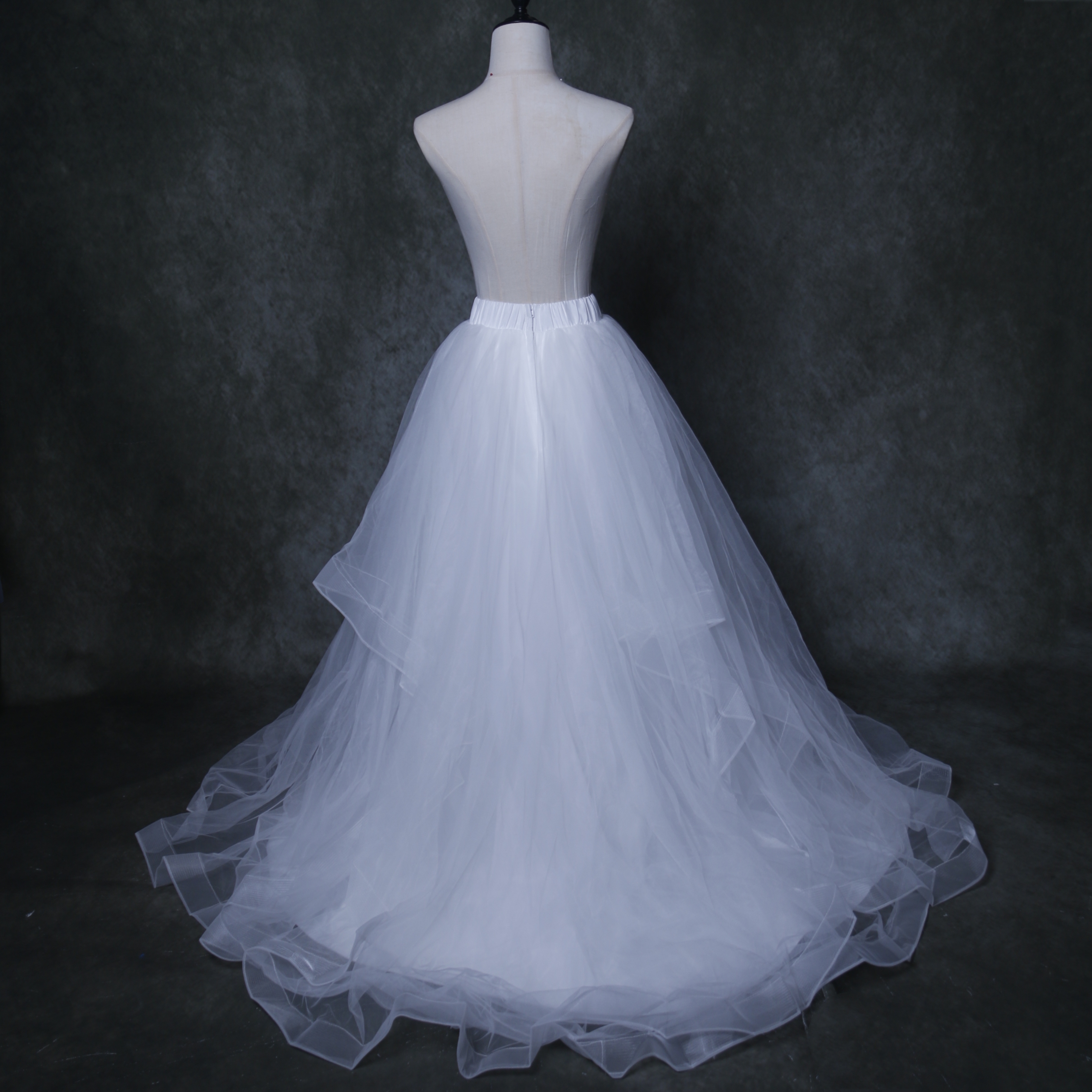 オーバースカート デザイン感 オフホワイト アシメスカート ストレッチ ファスナー ウェディングドレス