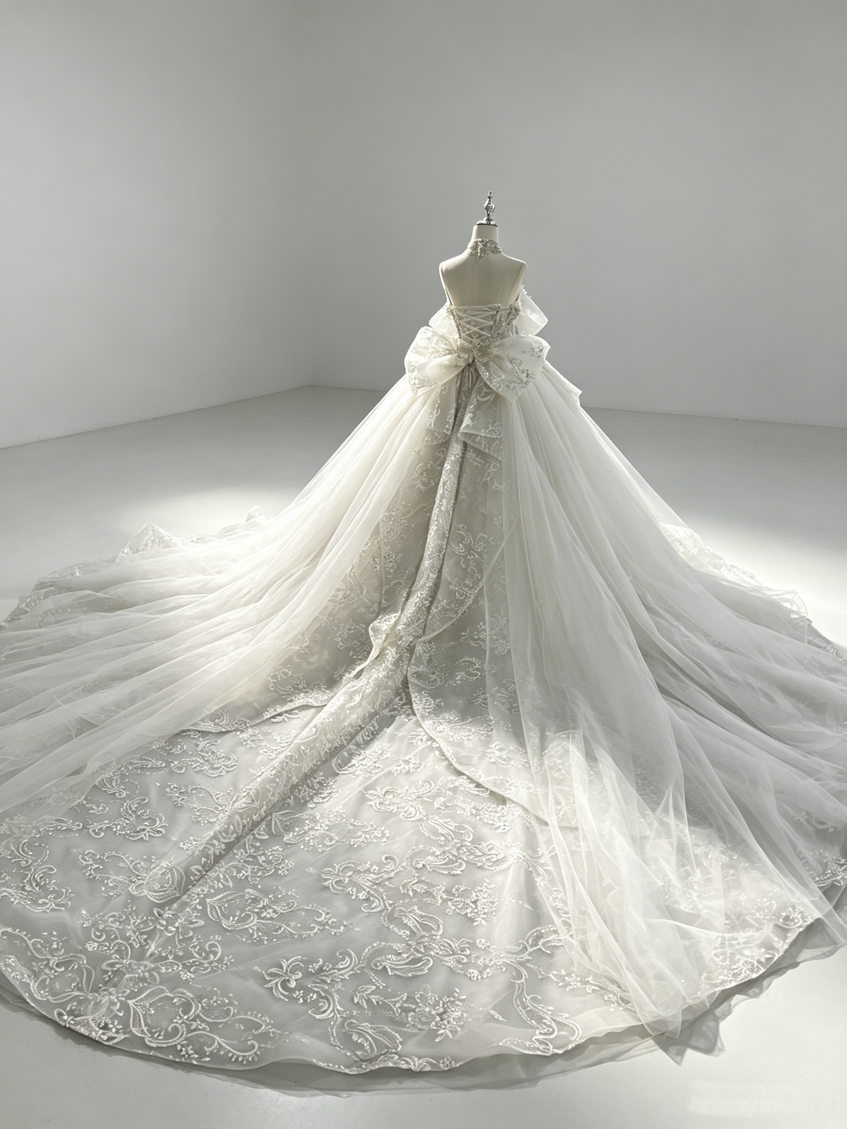 豪華！韓国風ドレス ウェディングドレス プリンセスライン ビジュードレス 華やかなトレーン 結婚式