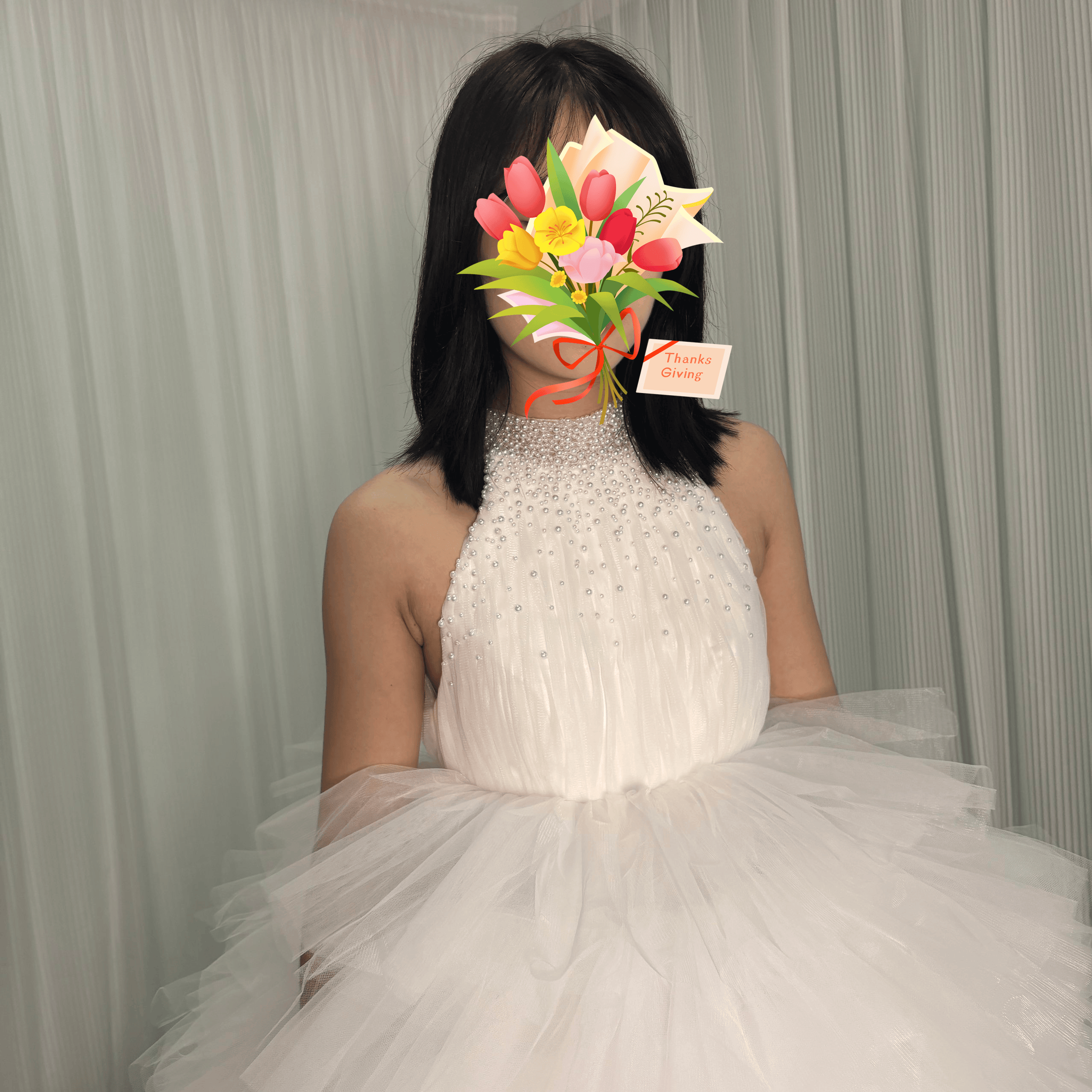 豪華！ウェディングドレス ホルターネック パール もこもこドレス 背中見せ 結婚式 前撮り