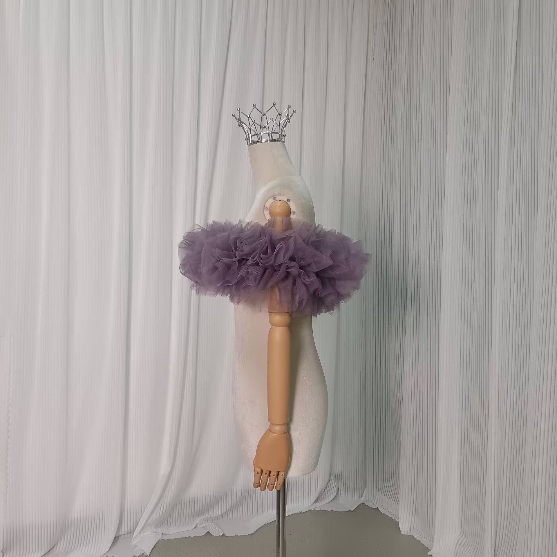 パープル オフショルダー ソフトチュール 編み上げ エレガント 前撮り