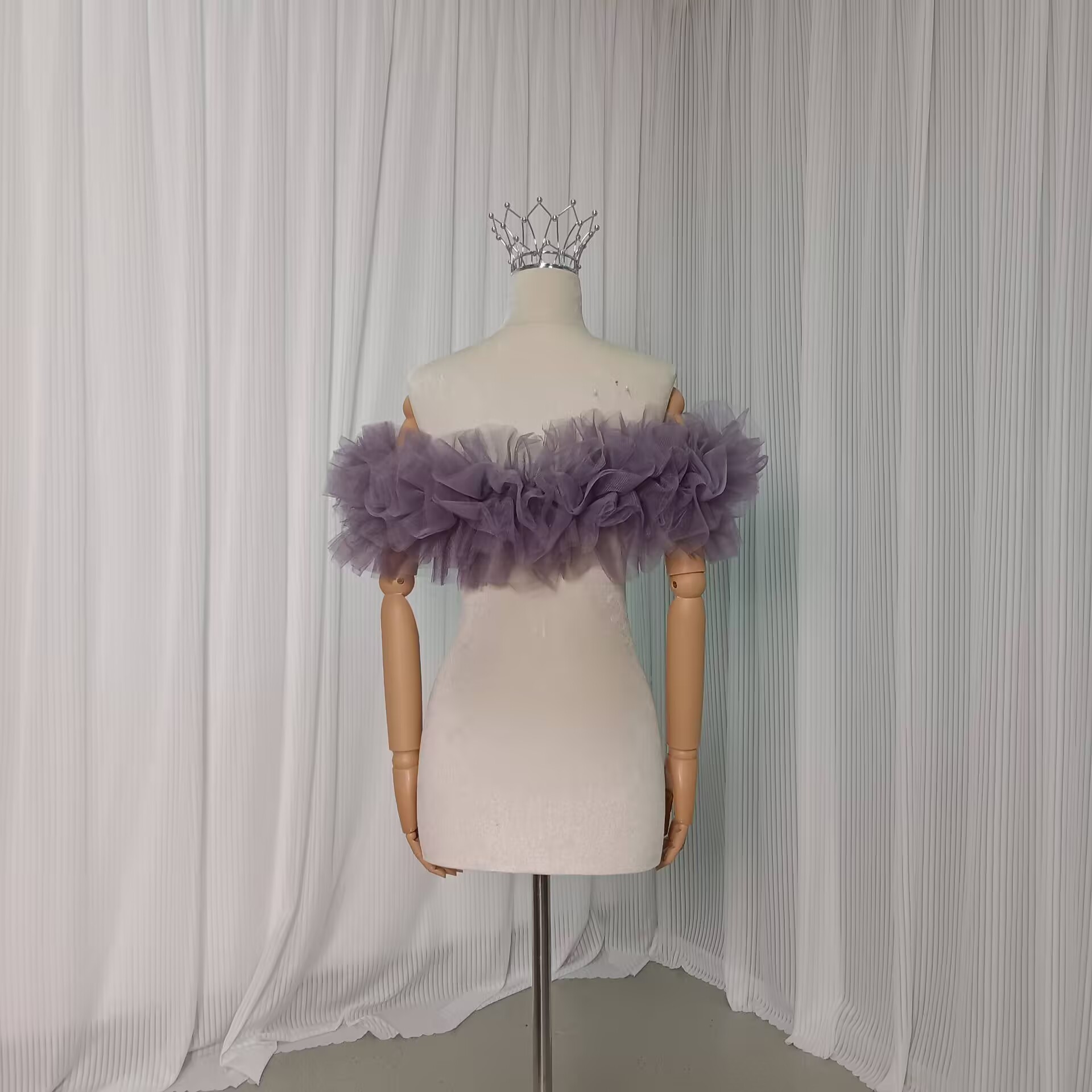 パープル オフショルダー ソフトチュール 編み上げ エレガント 前撮り