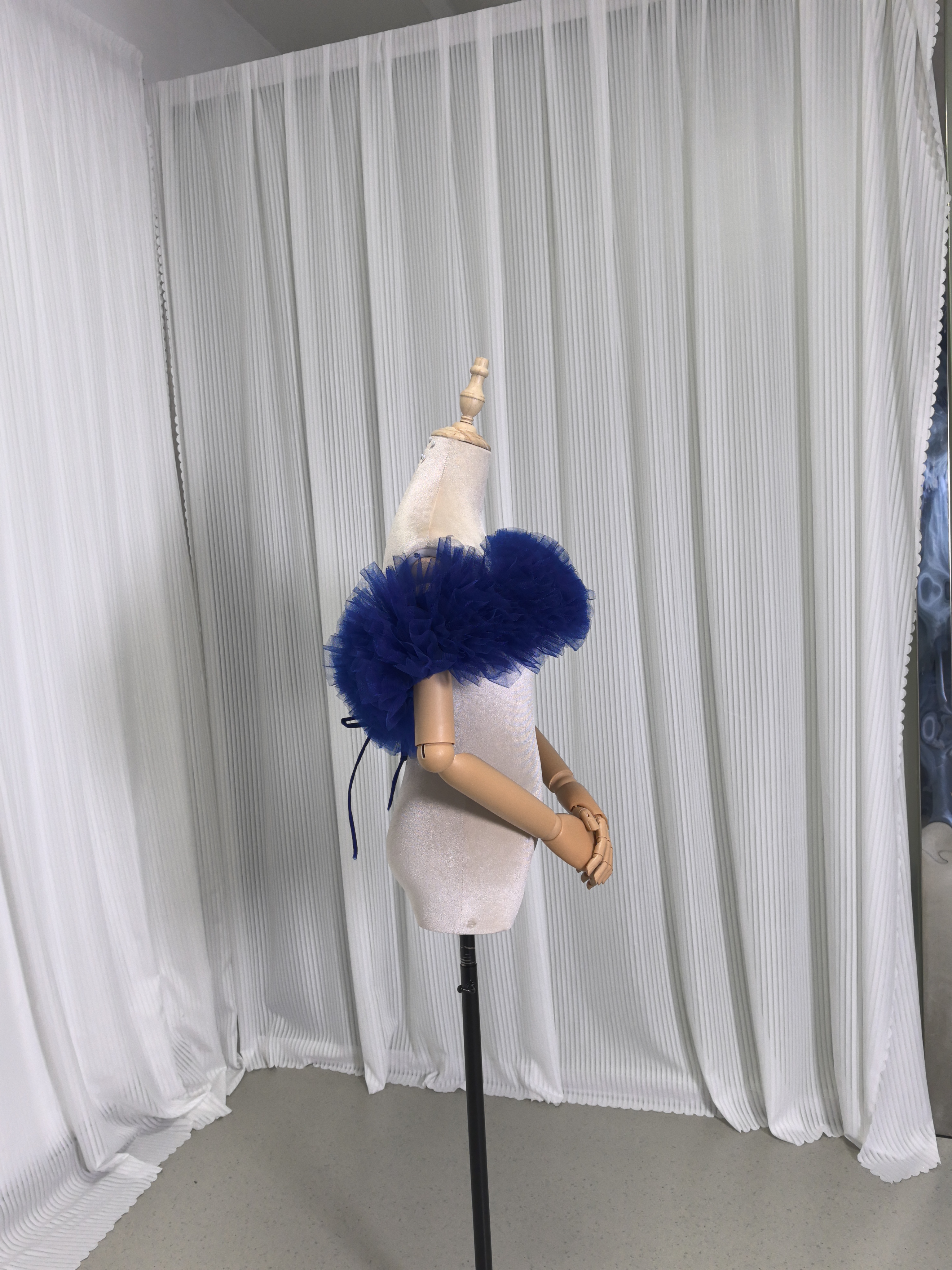 取り外しオフショルダー ネイビー ソフトチュール 編み上げ お色直し