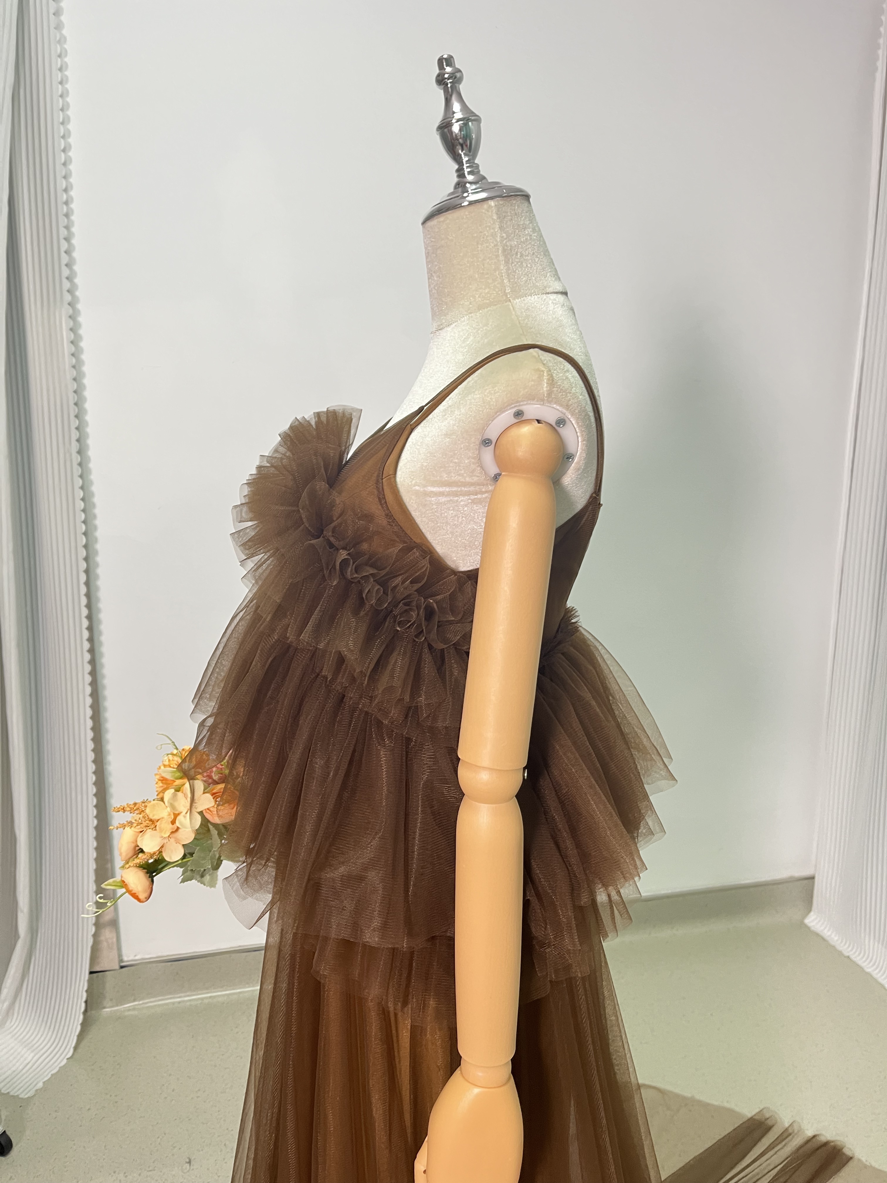 2ways パーティードレス コーヒーの色 キャミソール デザイン感 前撮り 妊婦 2次会