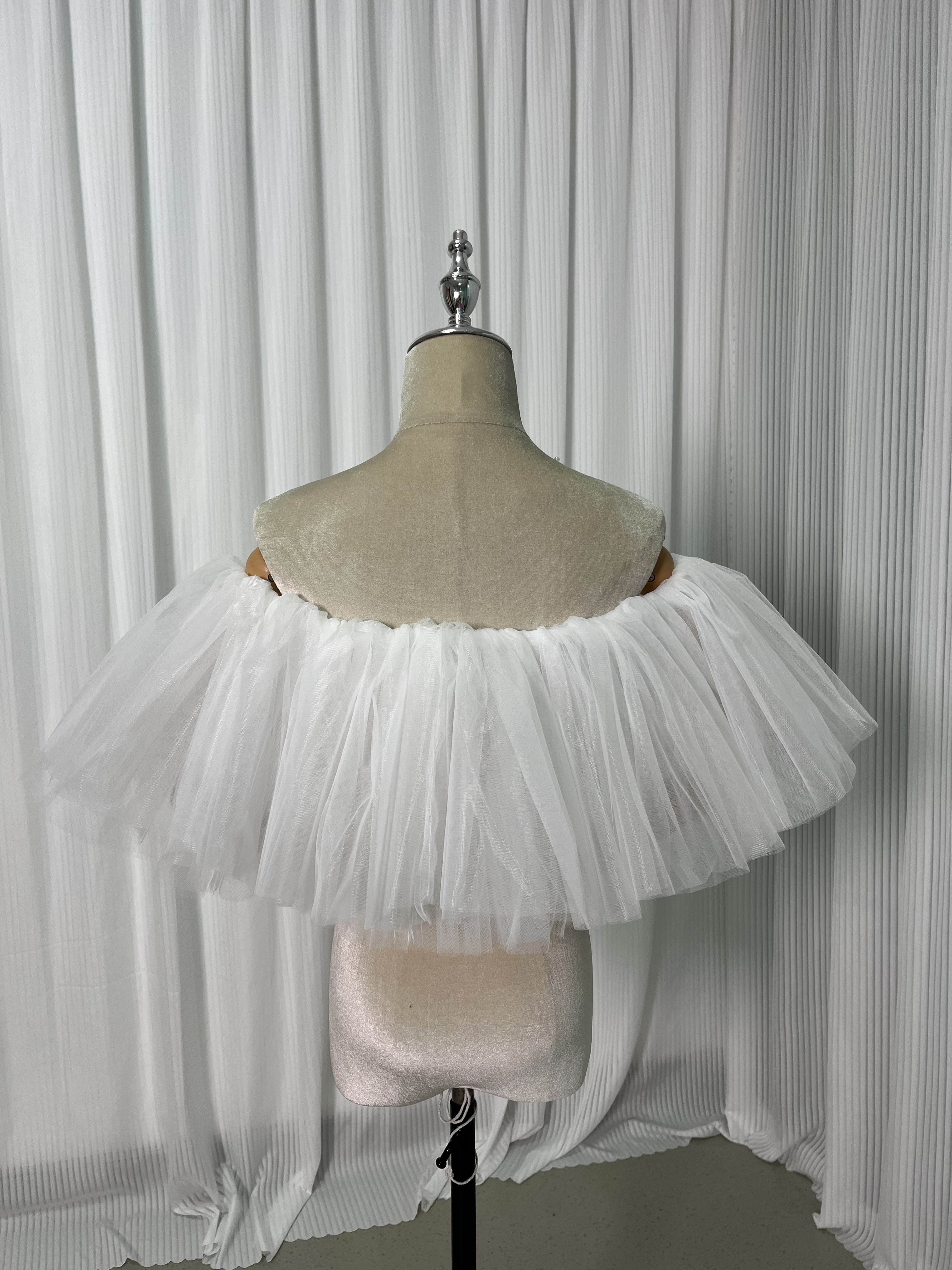 取り外しオフショルダー オフホワイト ストレッチ 花嫁/ウェディングドレス 可愛い