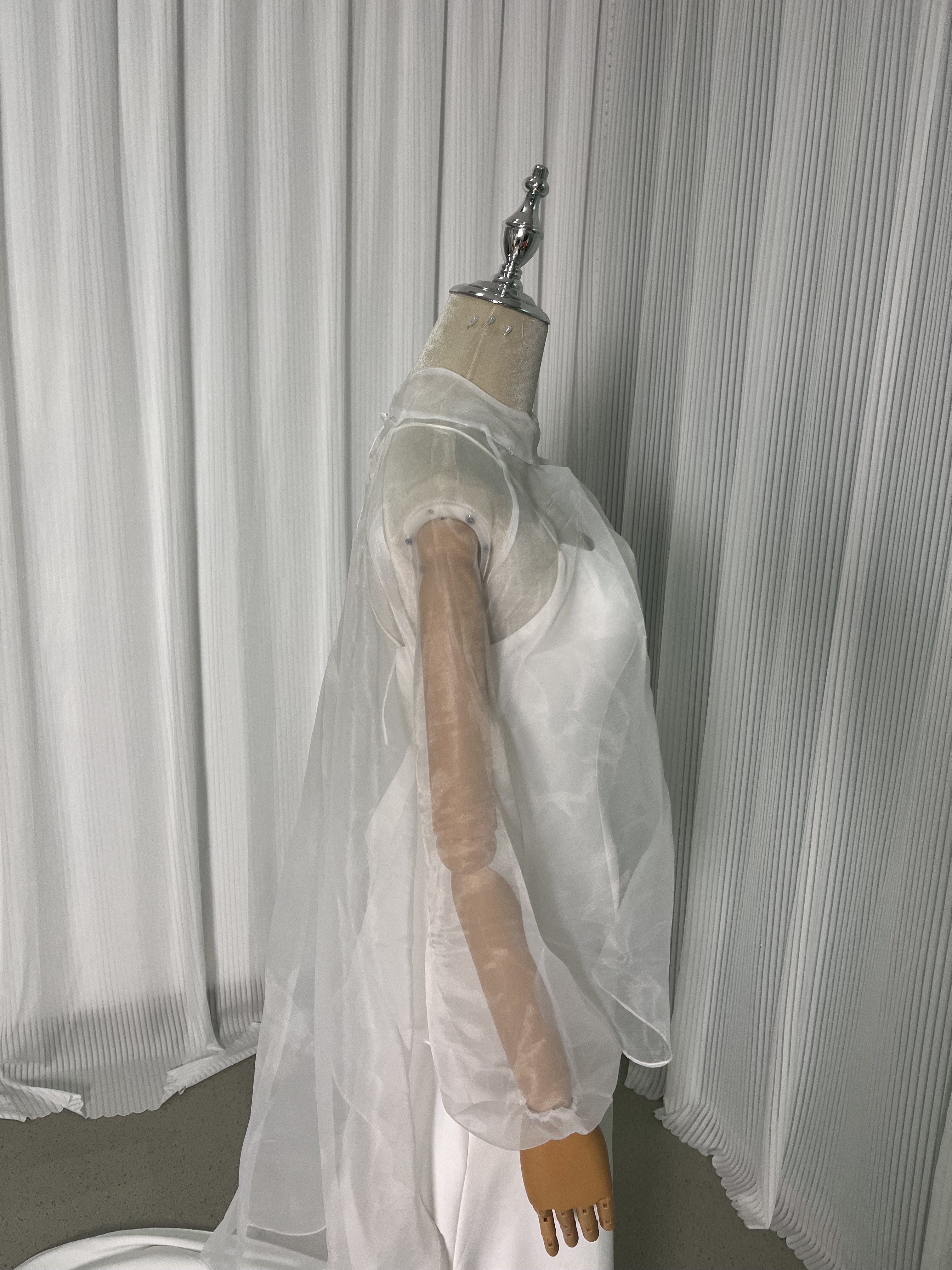 パーティードレス 2ways トップス シースルー袖 ふわふわ袖 妊婦 マット生地 前撮り 二次会
