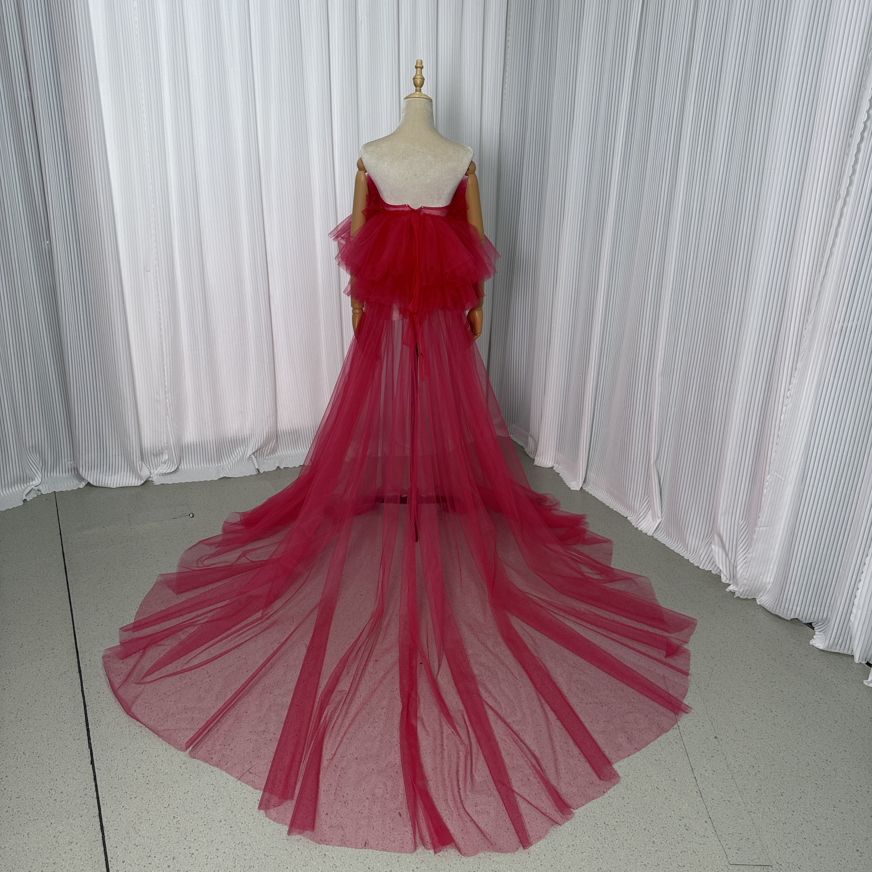 オーバードレス ビビッドピンク ビスチェタイプ カラードレス ソフトチュール 可愛い 前撮り