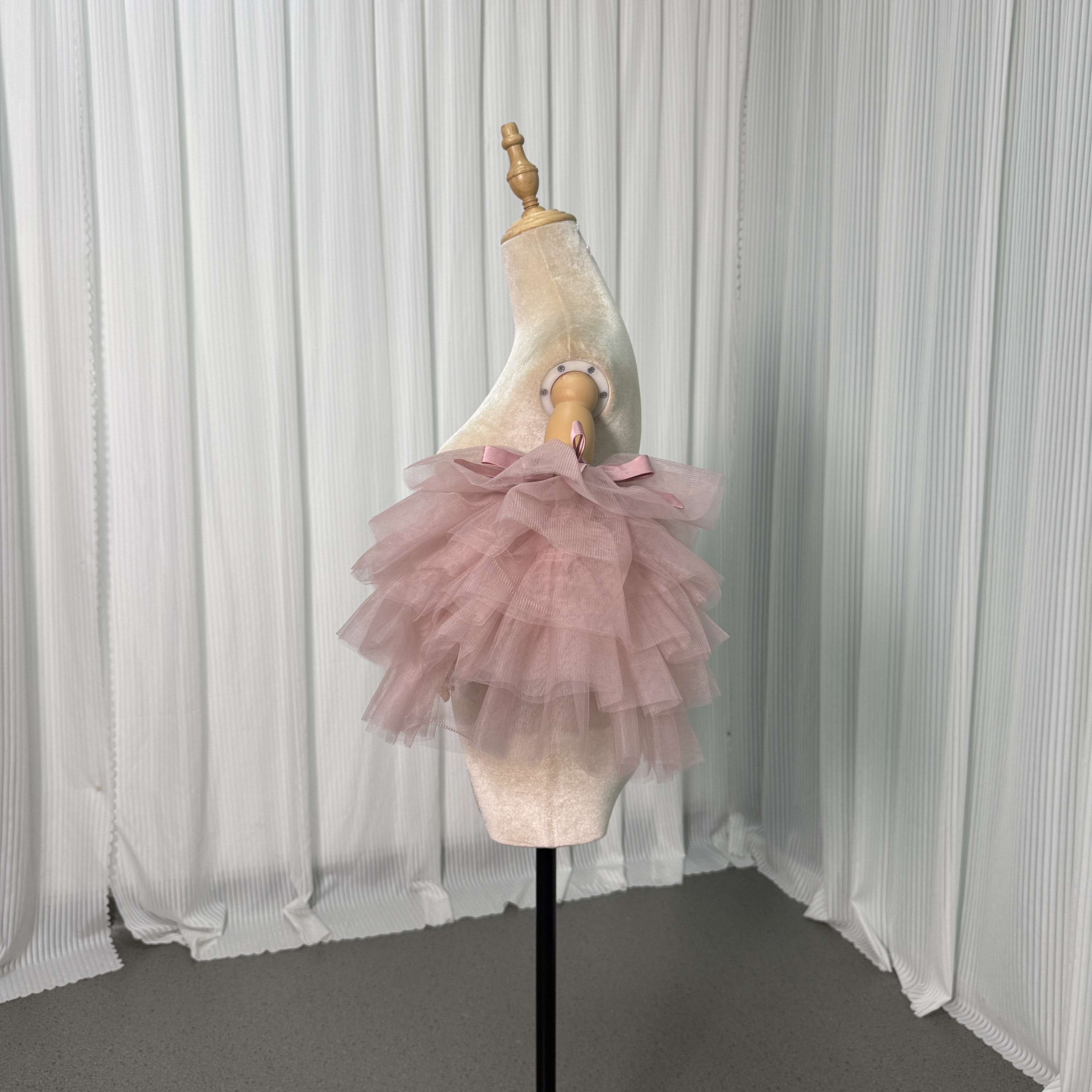 取り外し可能な付け袖 薄ピンク フレア袖 リボン ストレッチ 姫袖 パフスリーブ ソフトチュール 花嫁