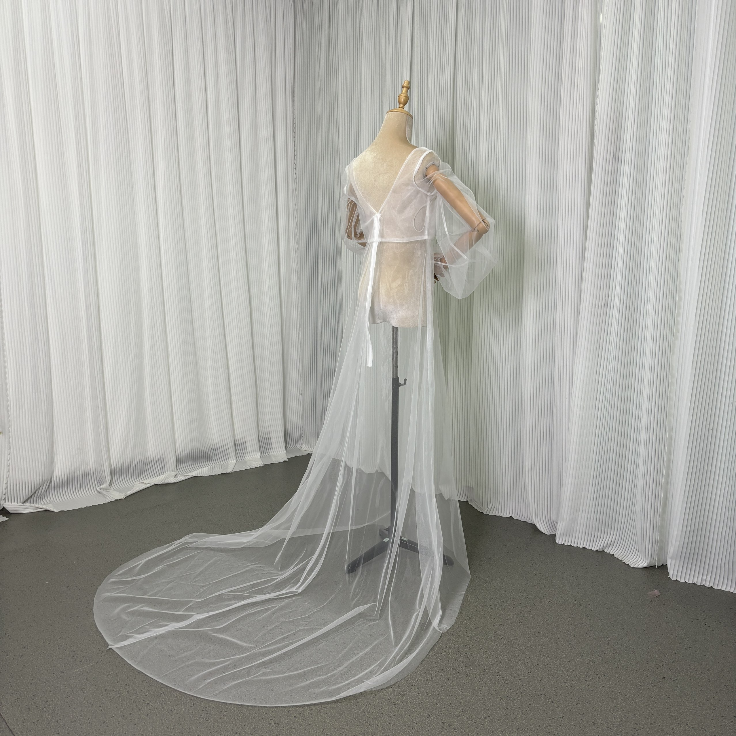 オーバードレス Vネック ロングスリーブ ファスナー オートクチュール 前撮り 結婚式 マタニティドレス