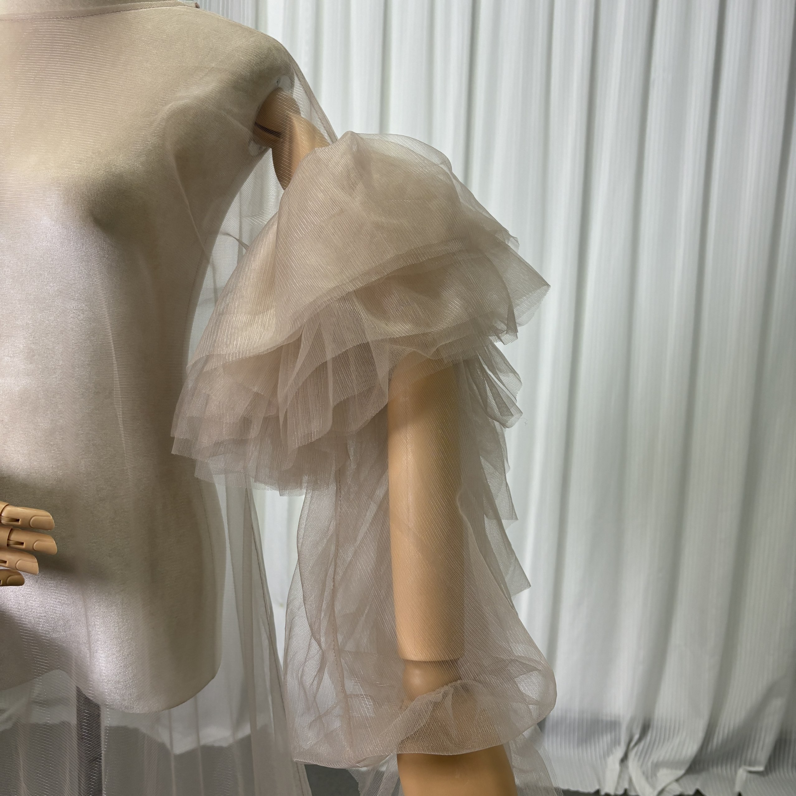 オーバードレス ブラウン 長袖 ラッフルフリル オートクチュール エレガント 前撮り