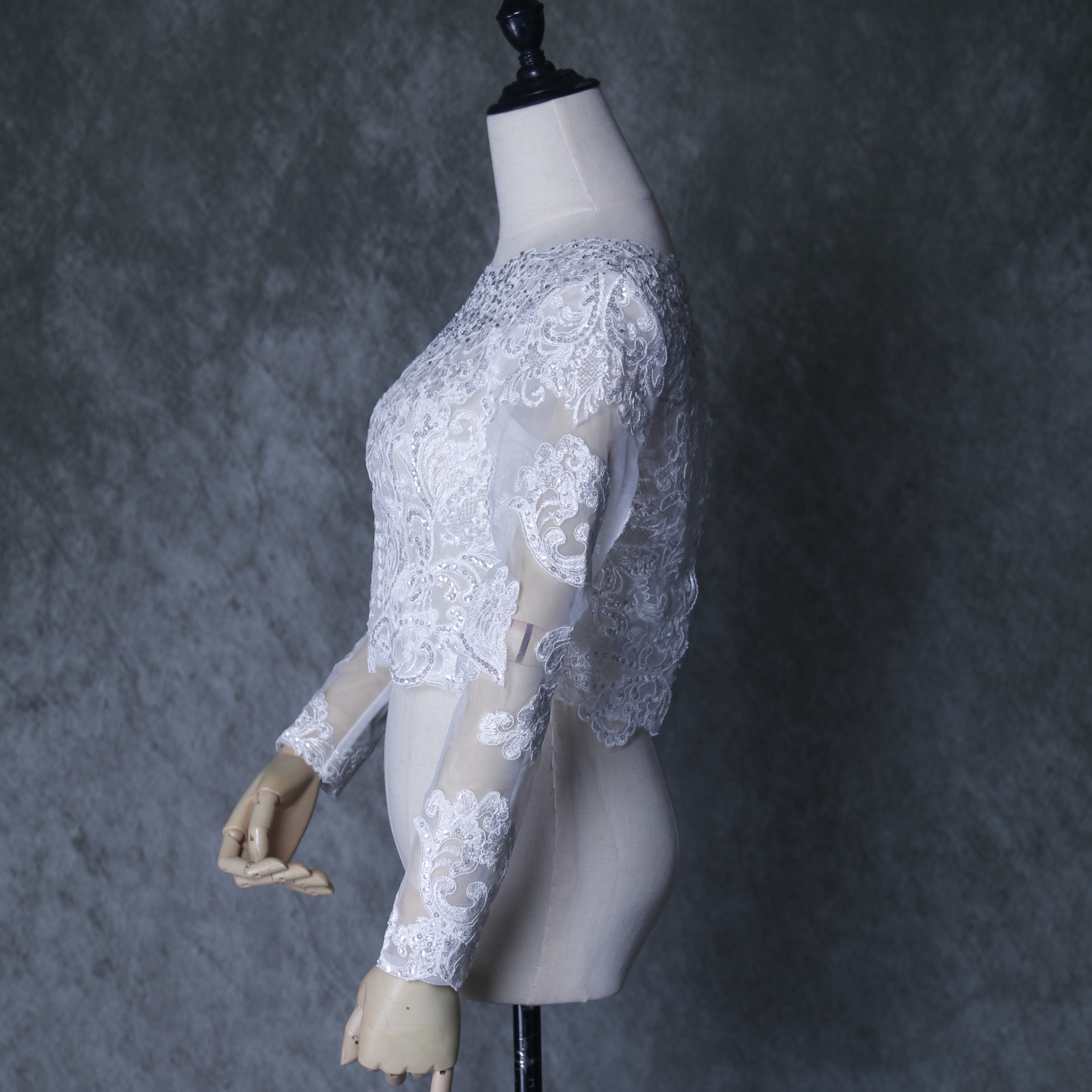 フランス風 ウエディングドレス ボレロ トップス　繊細レース 花嫁/ブライズメイド/結婚式/披露宴