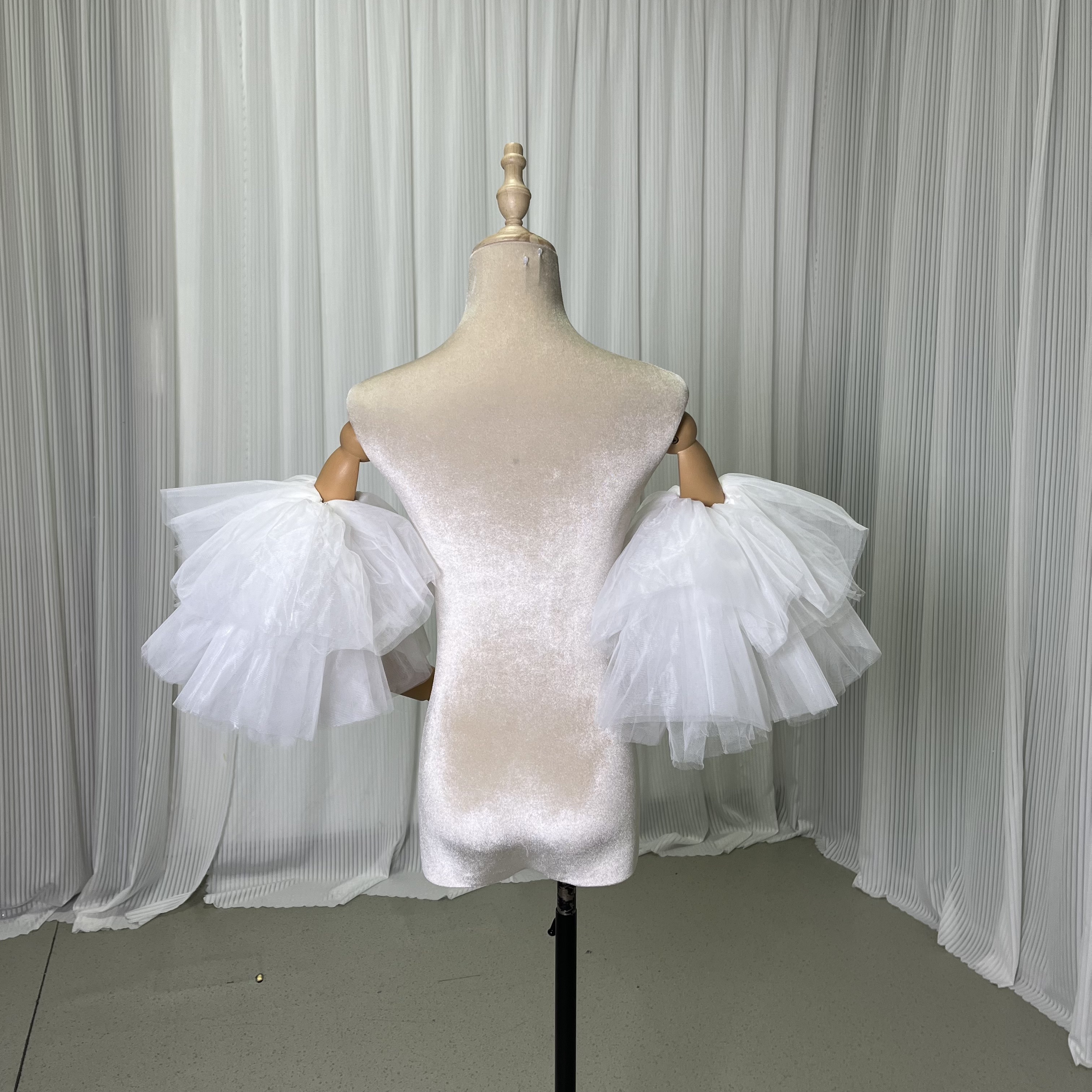 ソフトチュール ふわふわ袖 ストレッチ 取り外し袖 エレガント 前撮り