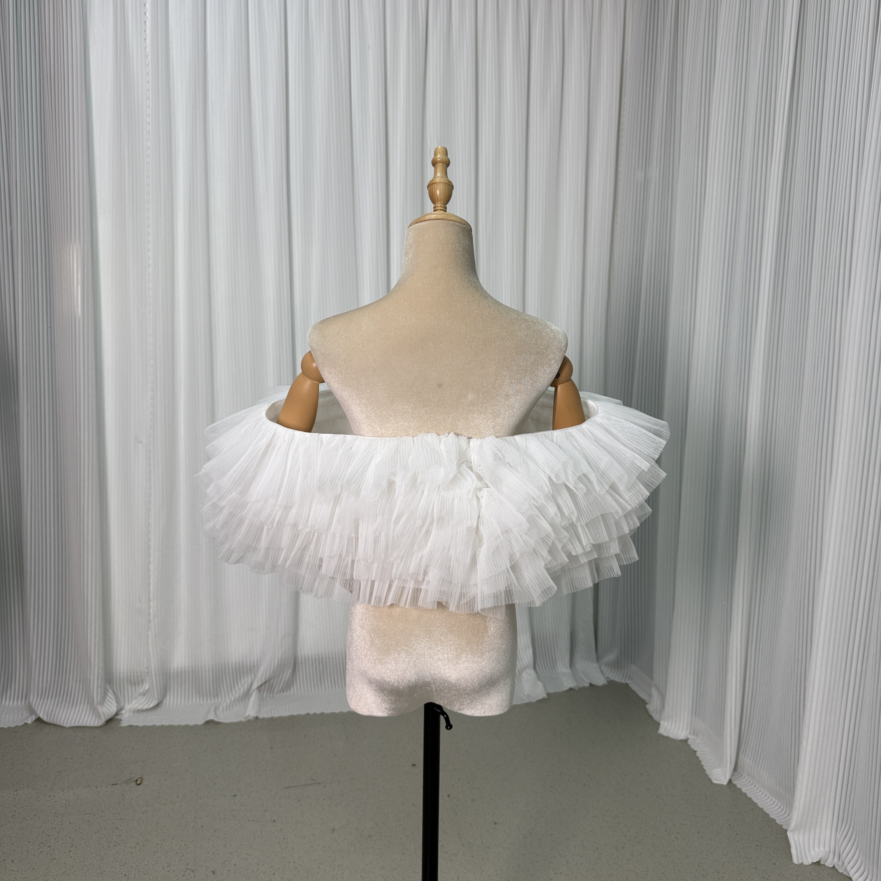 取り外しオフショルダー スリット オフホワイト ストレッチ 花嫁/ウェディングドレス
