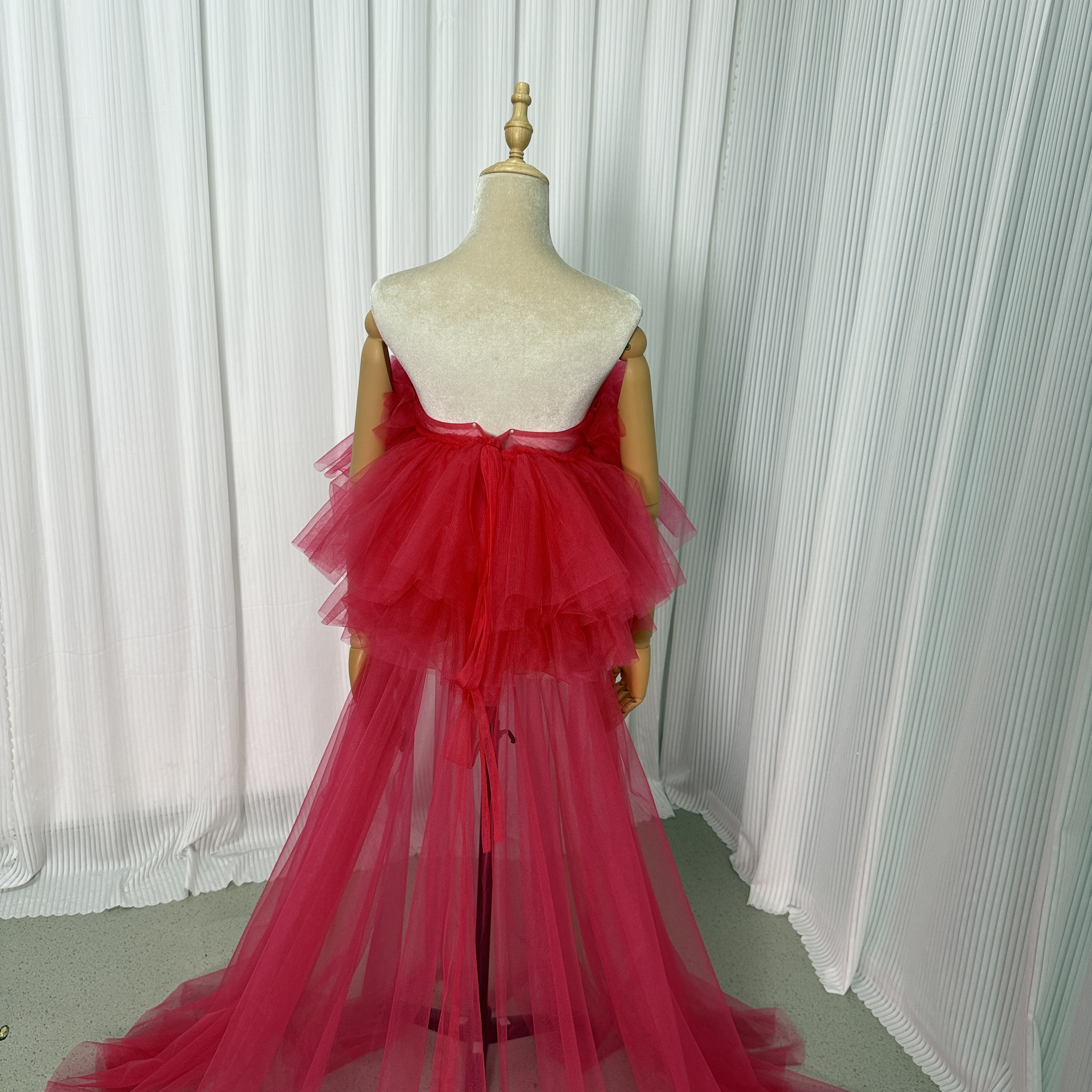 オーバードレス ビビッドピンク ビスチェタイプ カラードレス ソフトチュール 可愛い 前撮り