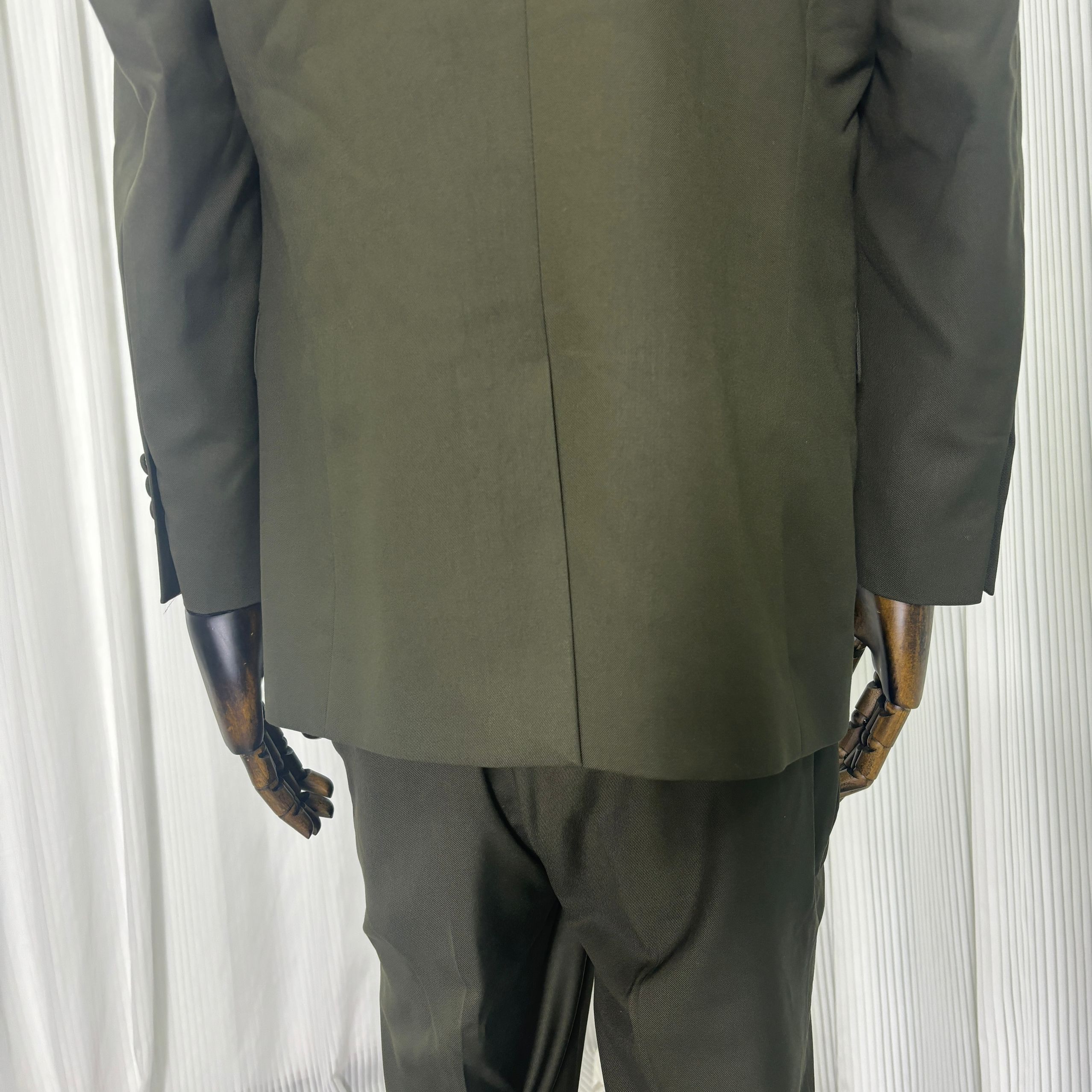 カーキ色 タキシード ジャケット、ベスト、パンツの3点セット ジャガード生地 新郎衣装